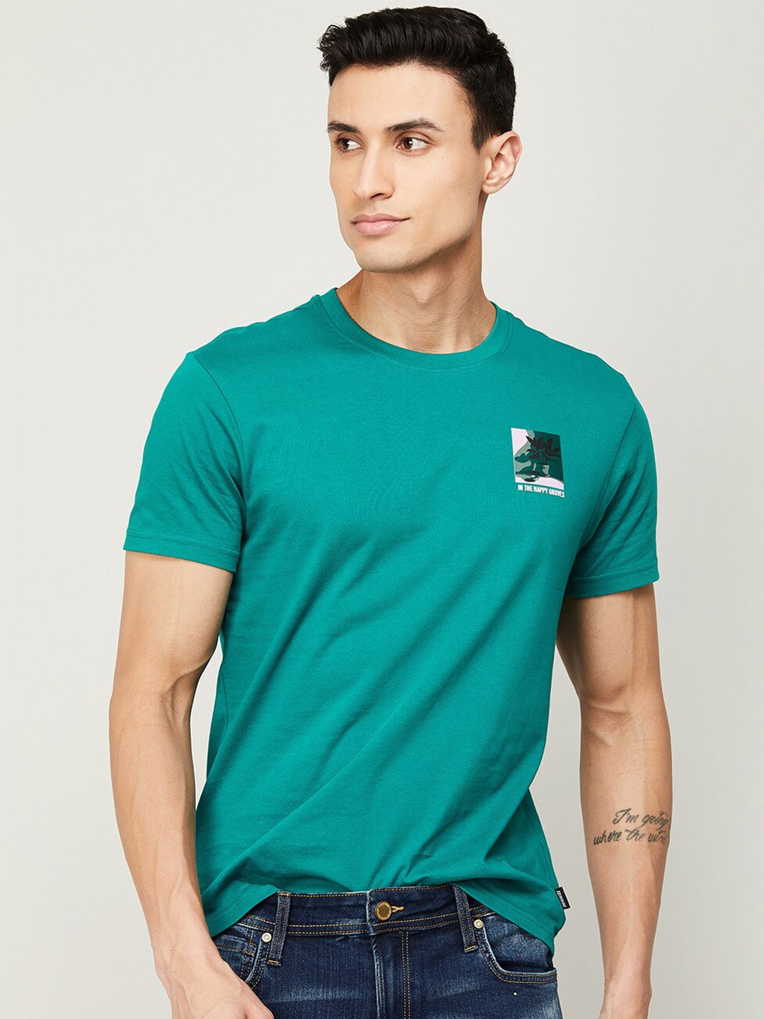 

Fame Forever by Lifestyle Men Printed Cotton T-shirt, Green