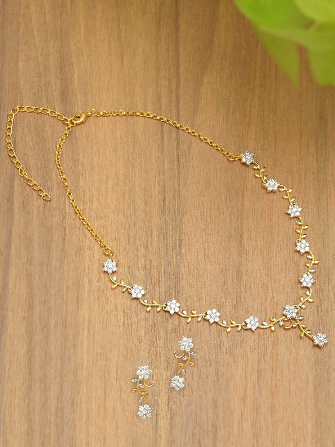 

AMI Gold-Toned CZ Studded Jewellery Set