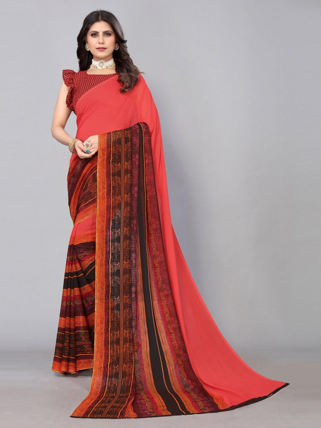 

KALINI Abstract Printed Saree, Pink