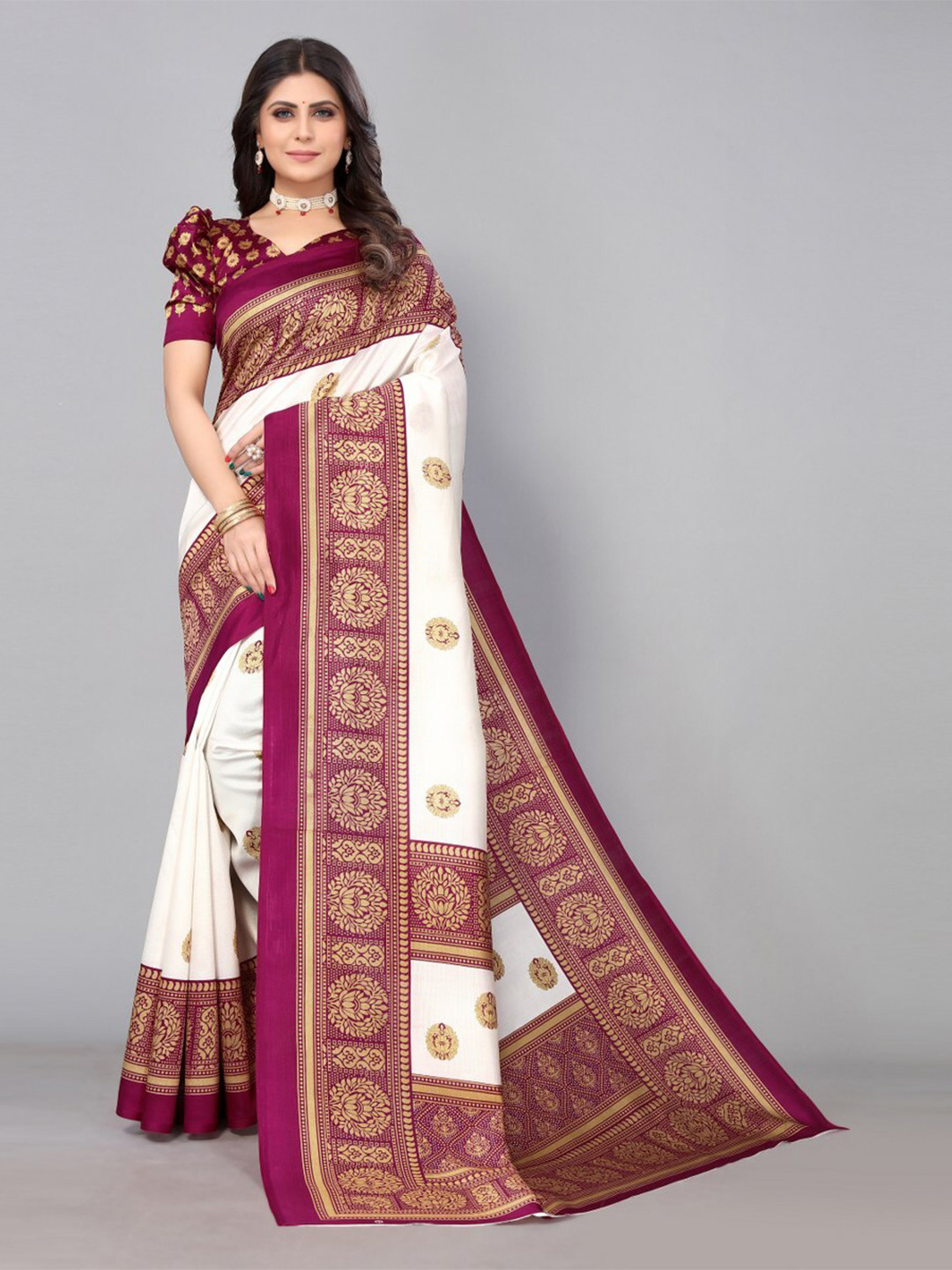 

KALINI Ethnic Motifs Art Silk Saree, Purple