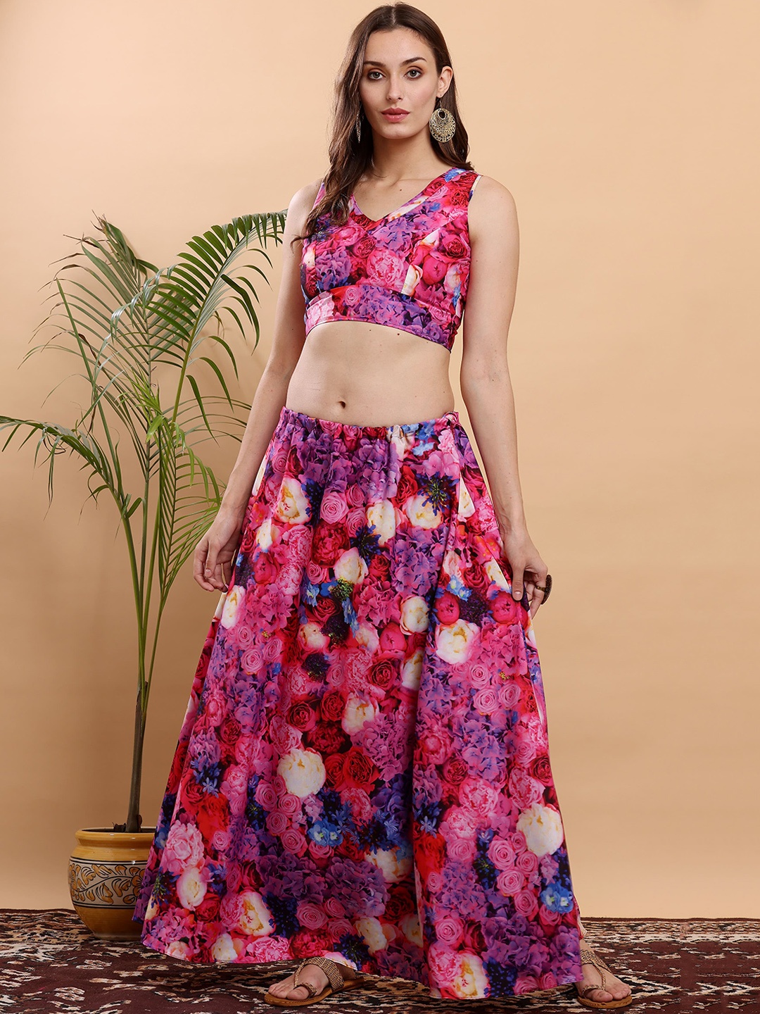 

KAANCHIE NANGGIA Purple & Pink Printed Ready to Wear Lehenga & Choli