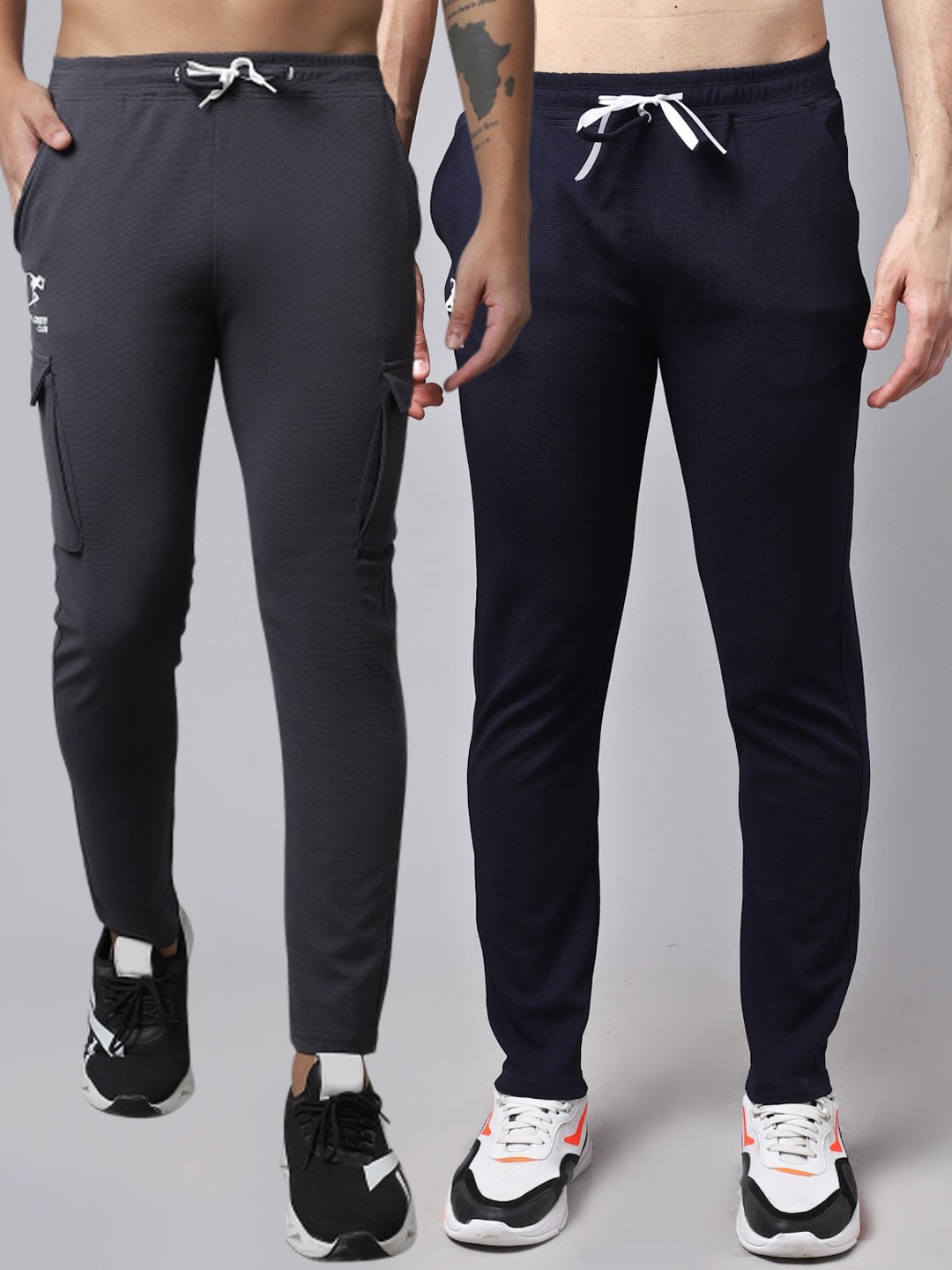 

GRACIT Men Pack Of 2 Regular Fit Track Pants, Grey