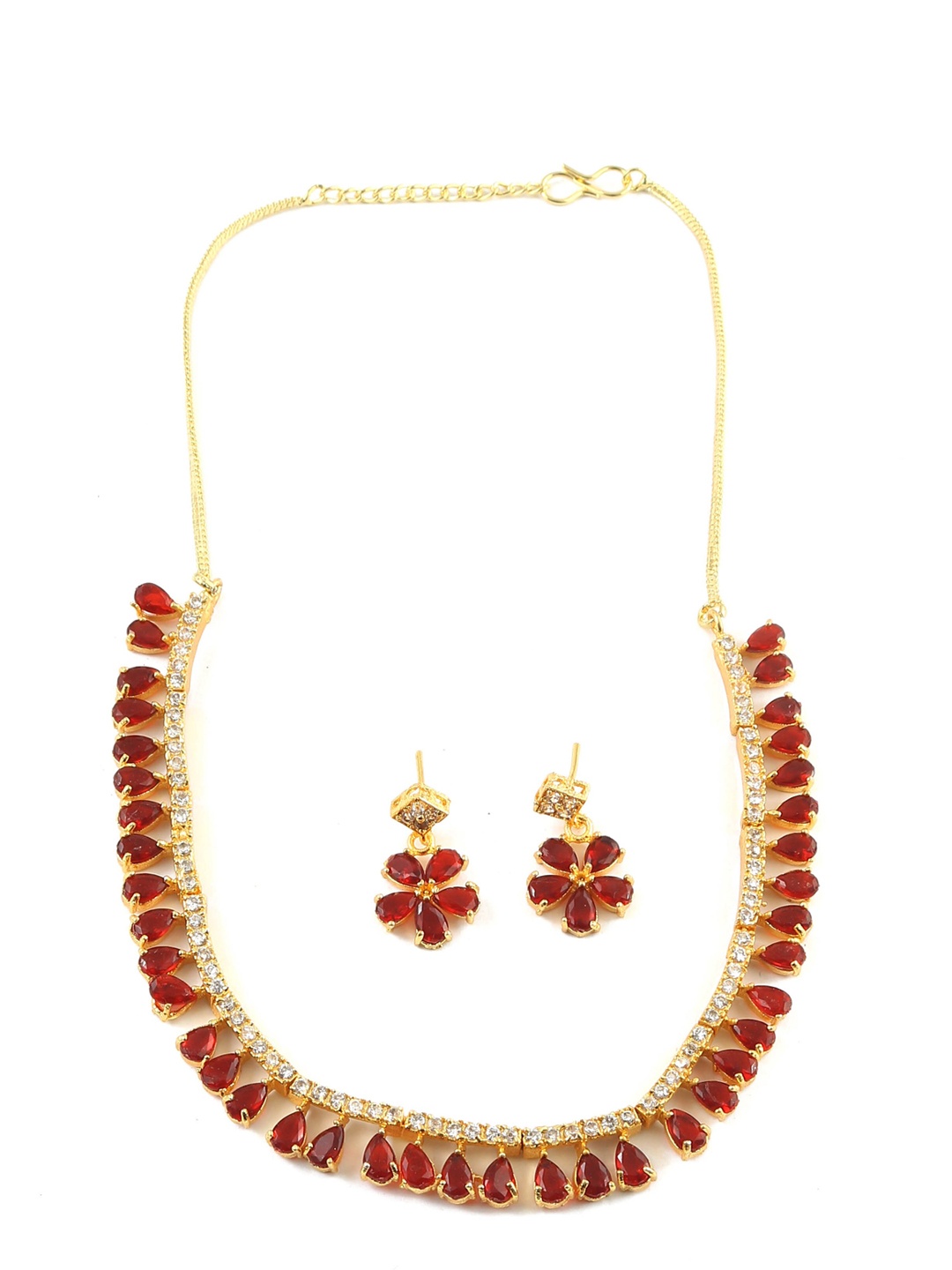 

Jewar Mandi Gold-Plated CZ-Studded & Beaded Jewellery Set