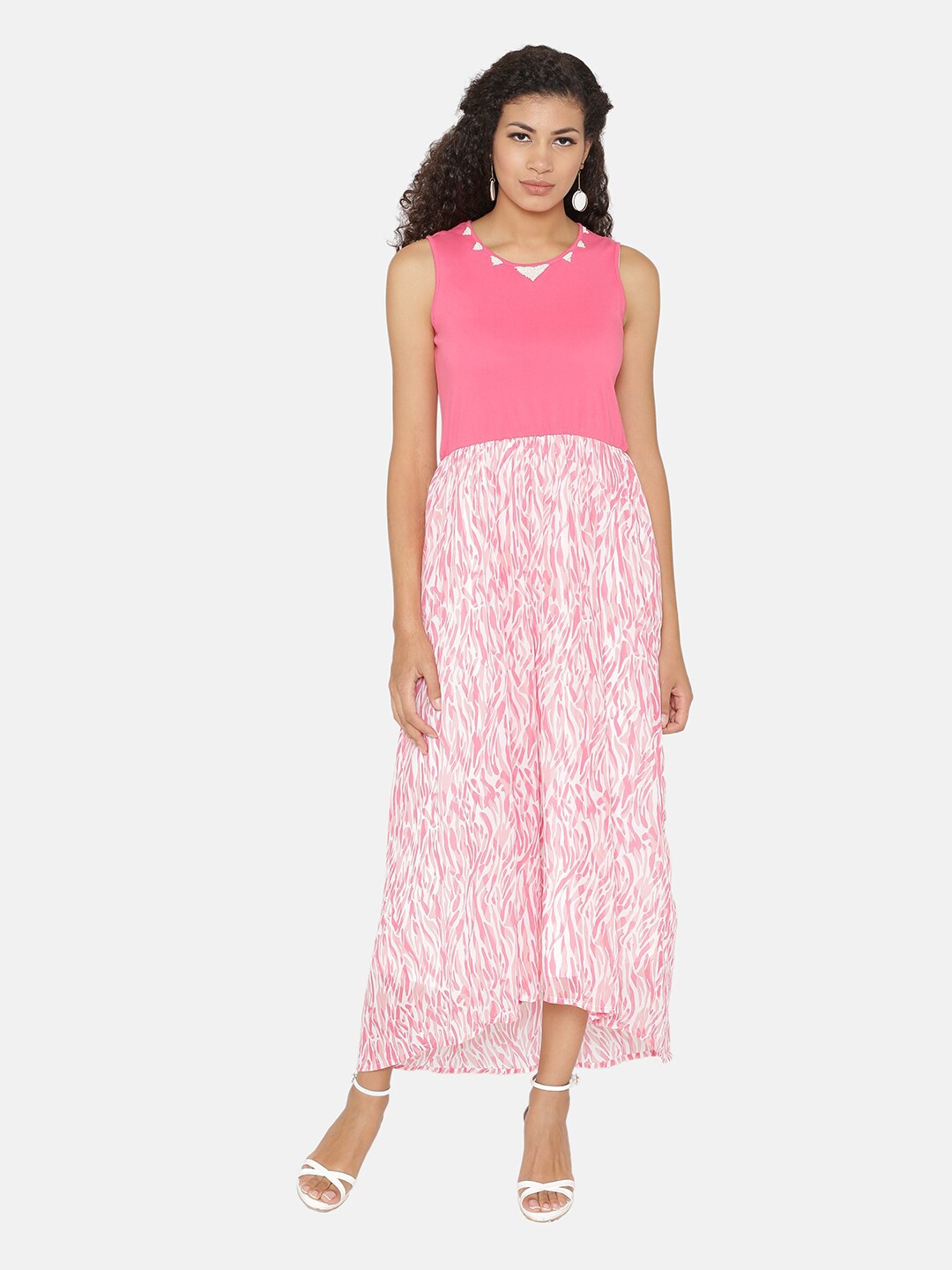 

Yaadleen Round Neck Fit & Flare Maxi Cotton Dress, Pink