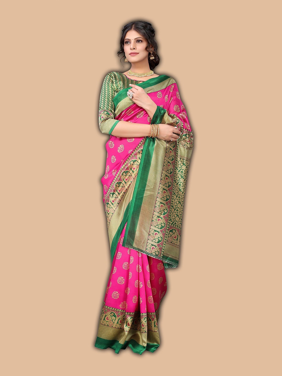 

KALINI Ethnic Motifs Art Silk Saree, Pink