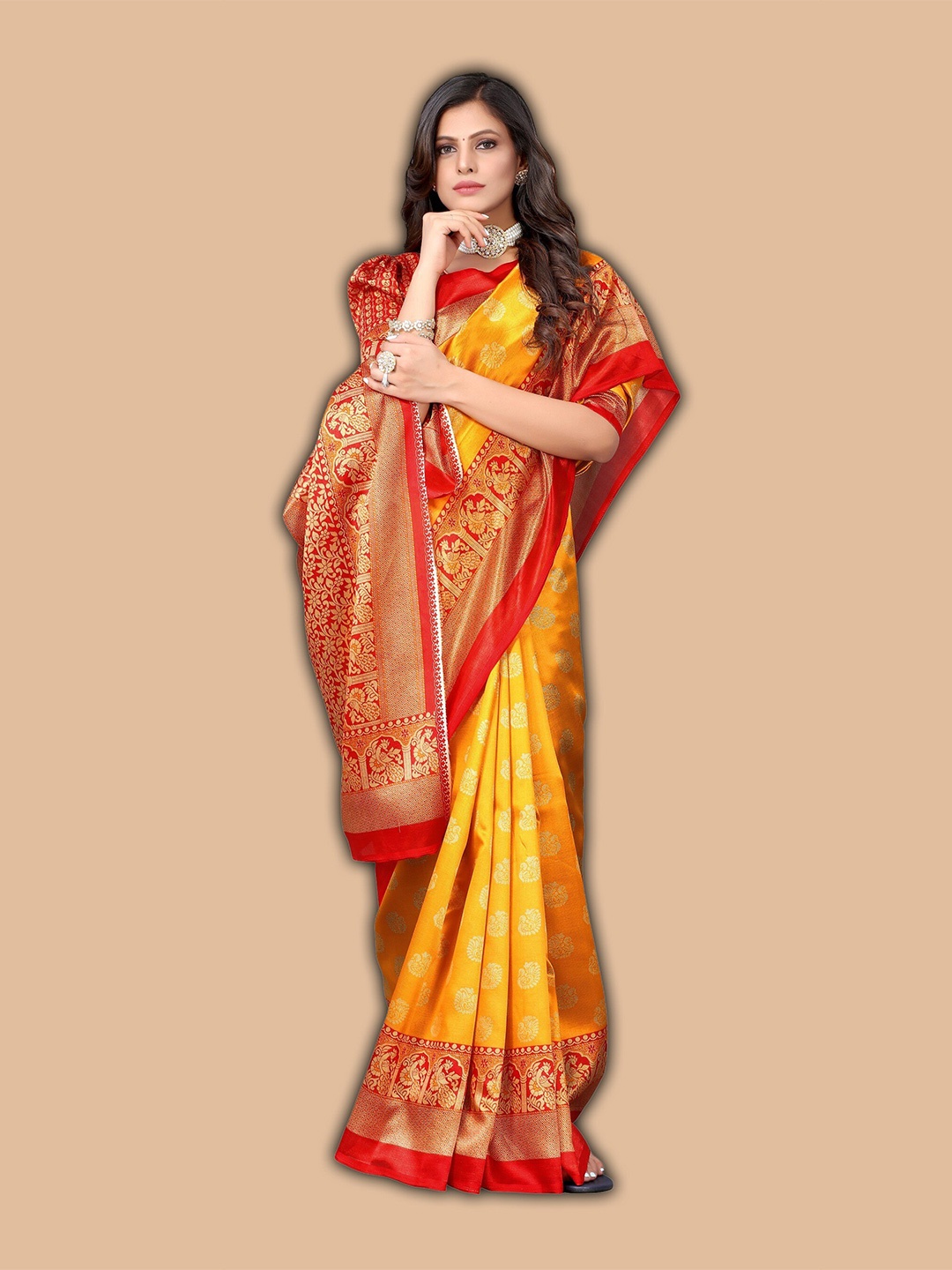 

KALINI Ethnic Motifs Art Silk Saree, Mustard