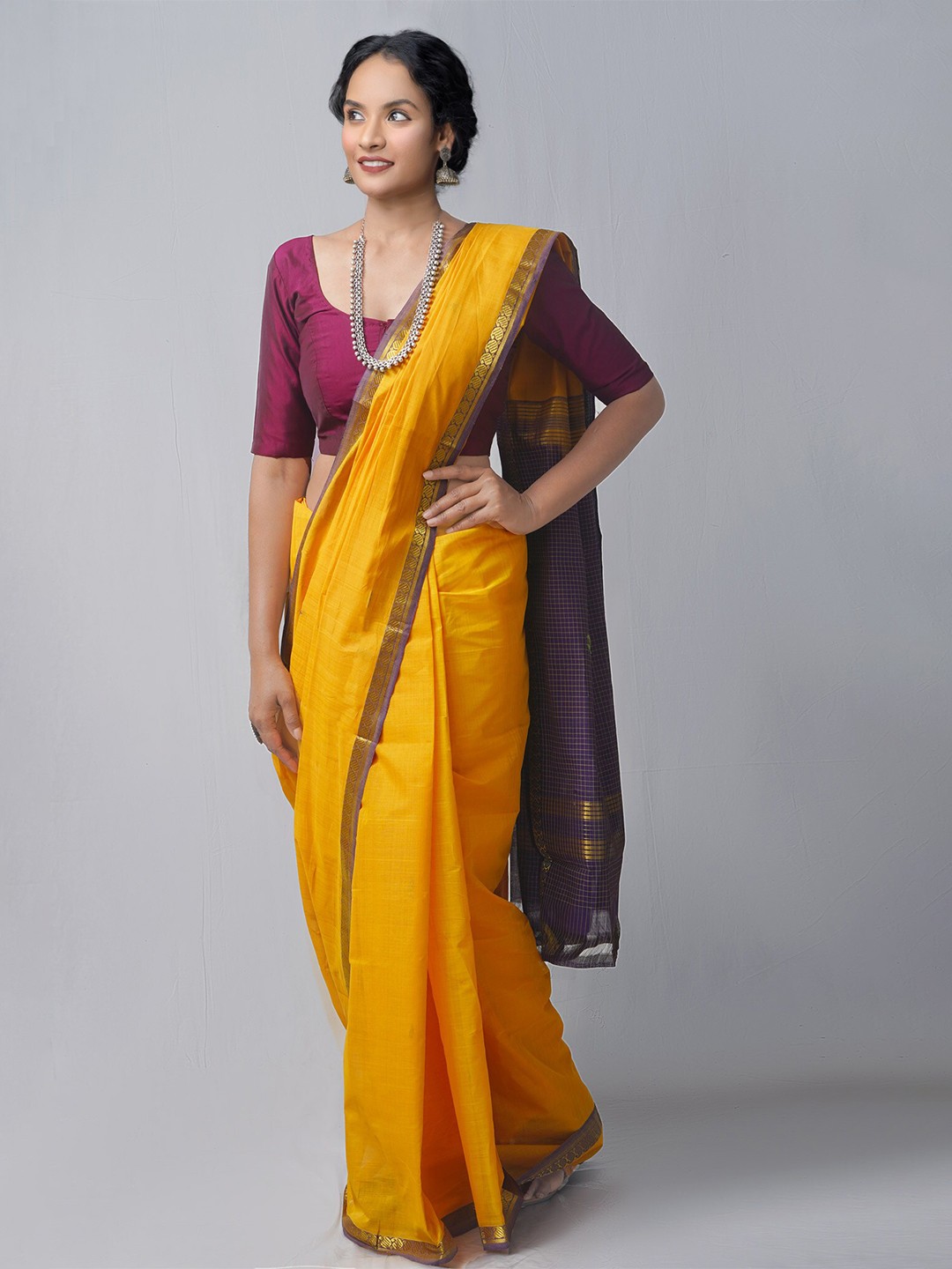 

Unnati Silks Pure Cotton Bhagalpuri Zari Saree, Yellow