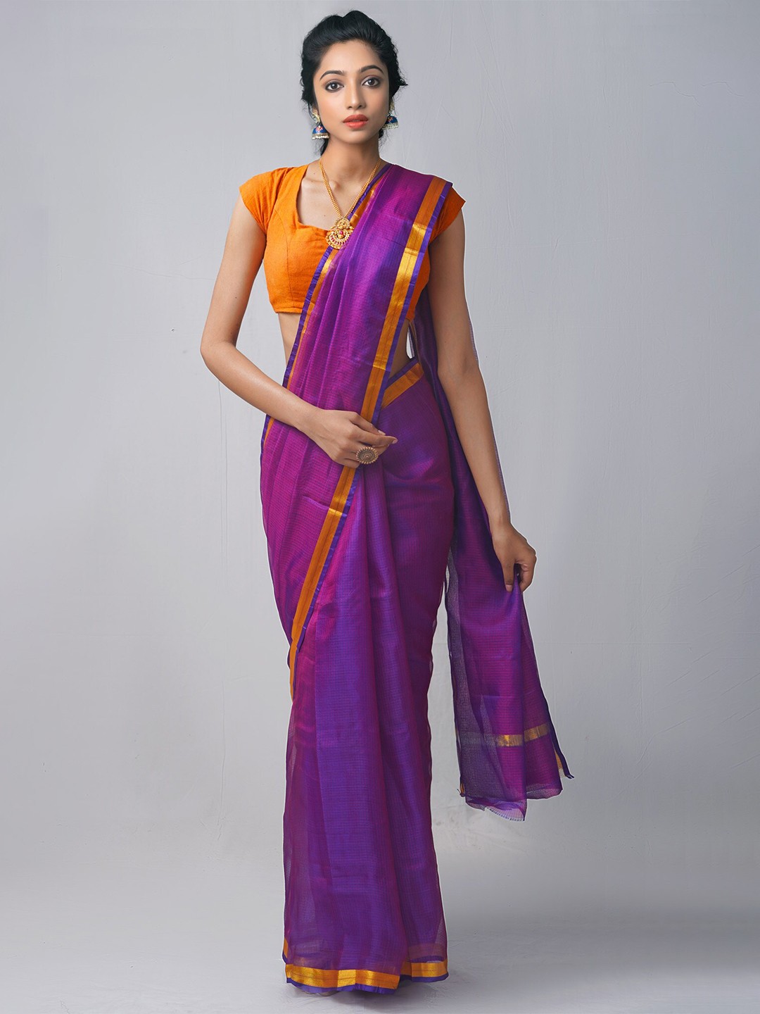 

Unnati Silks Pure Silk Kota Zari Saree, Purple