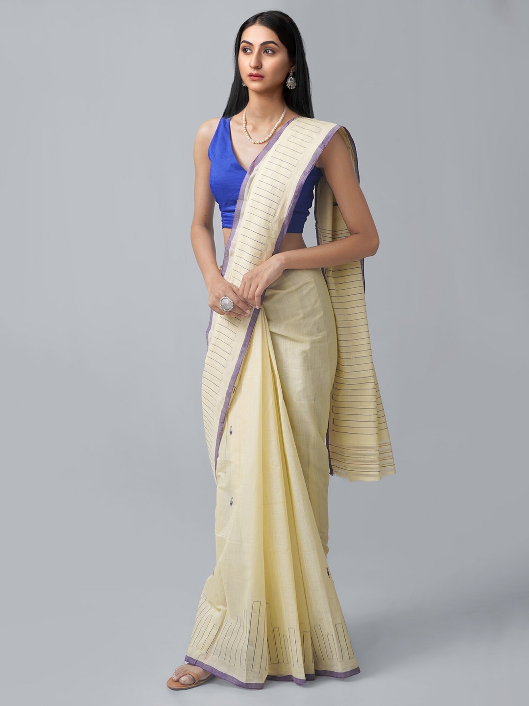 

Unnati Silks Woven Design Pure Cotton Bhagalpuri Zari Saree, Beige