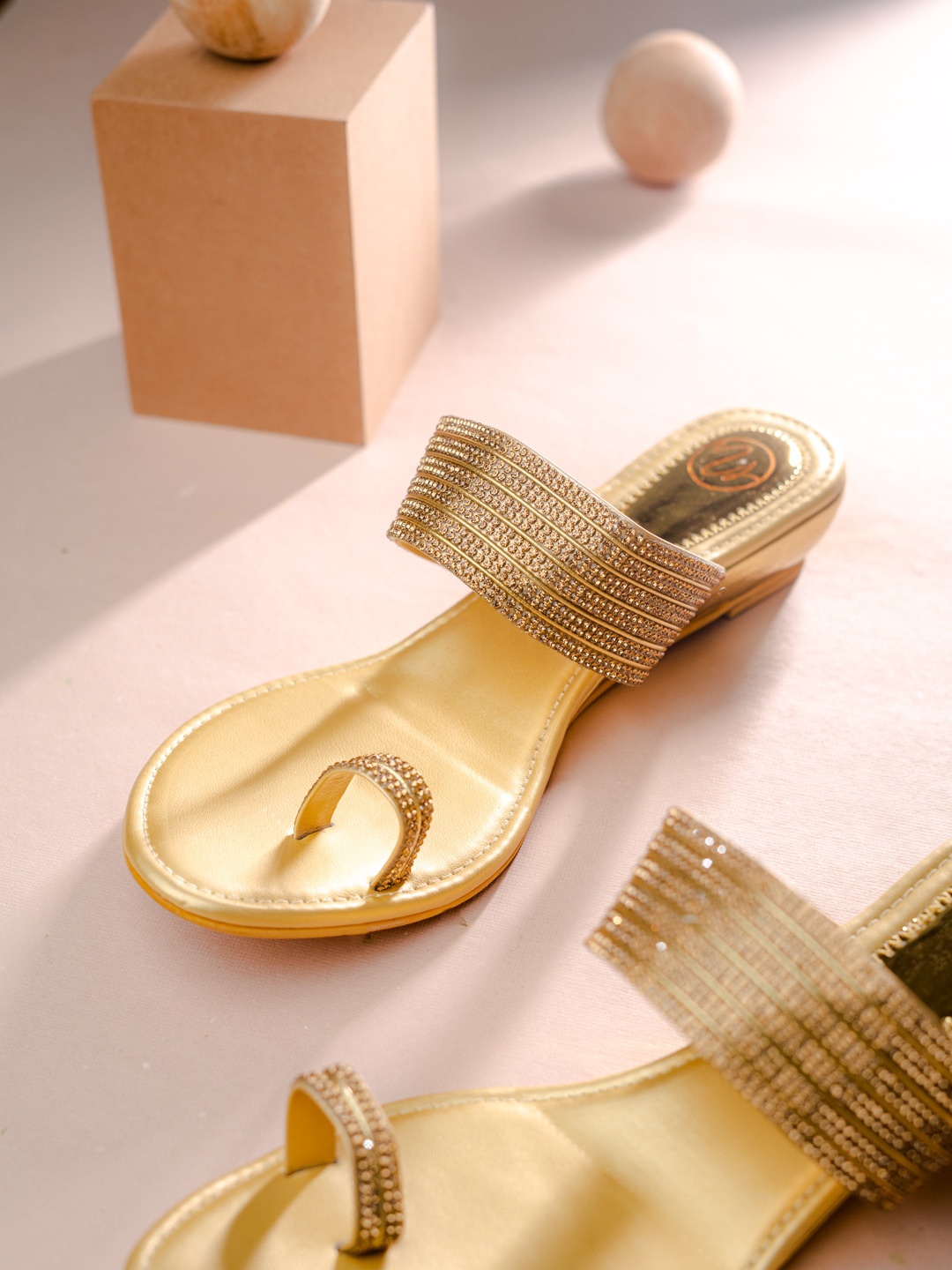 

NR By Nidhi Rathi Embellished Ethnic Wedge Heels, Gold