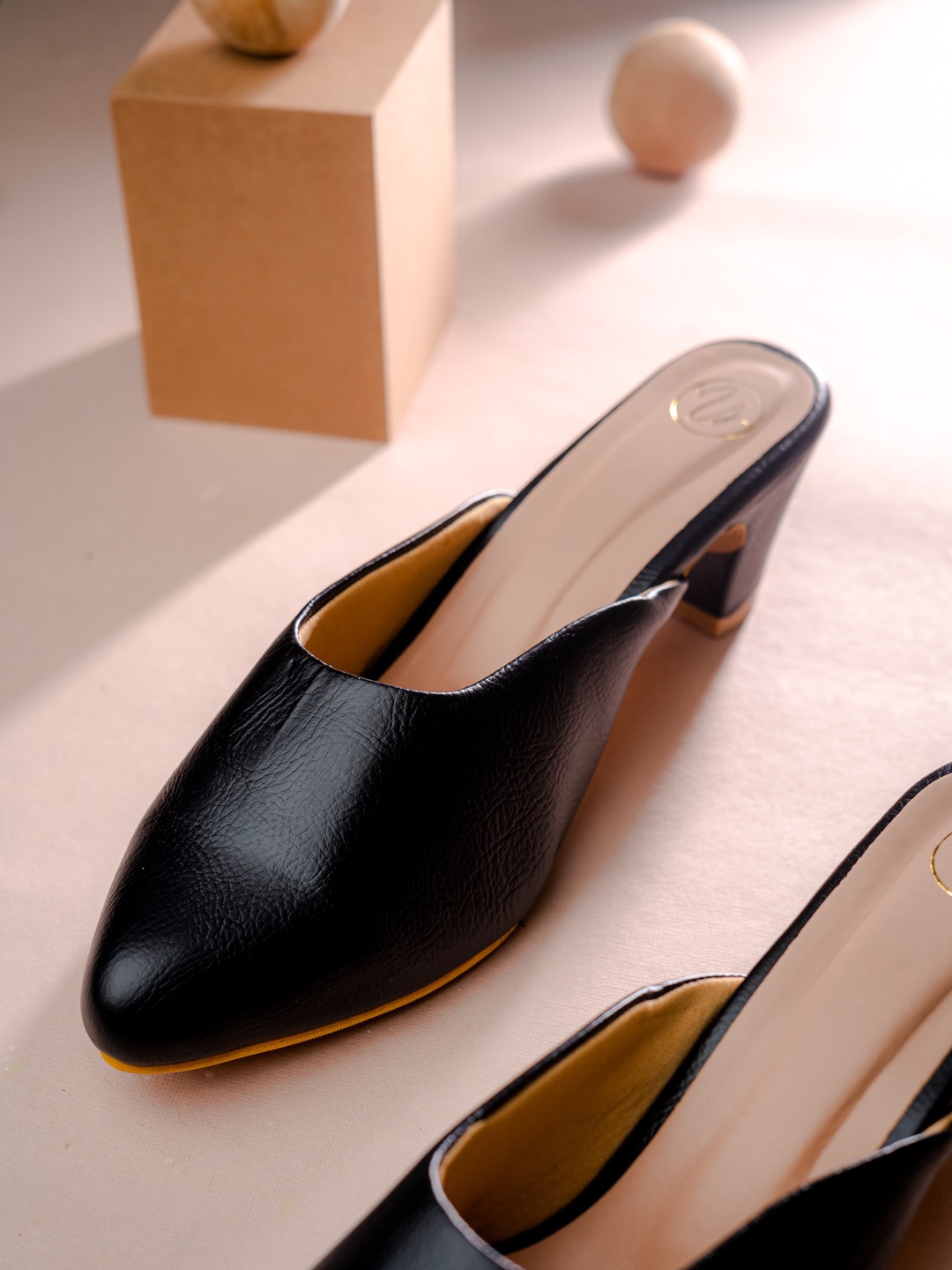 

NR By Nidhi Rathi Leather Block Mules, Black