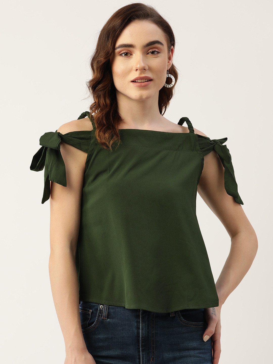 

ZIZO By Namrata Bajaj Green A-Line Crepe Top