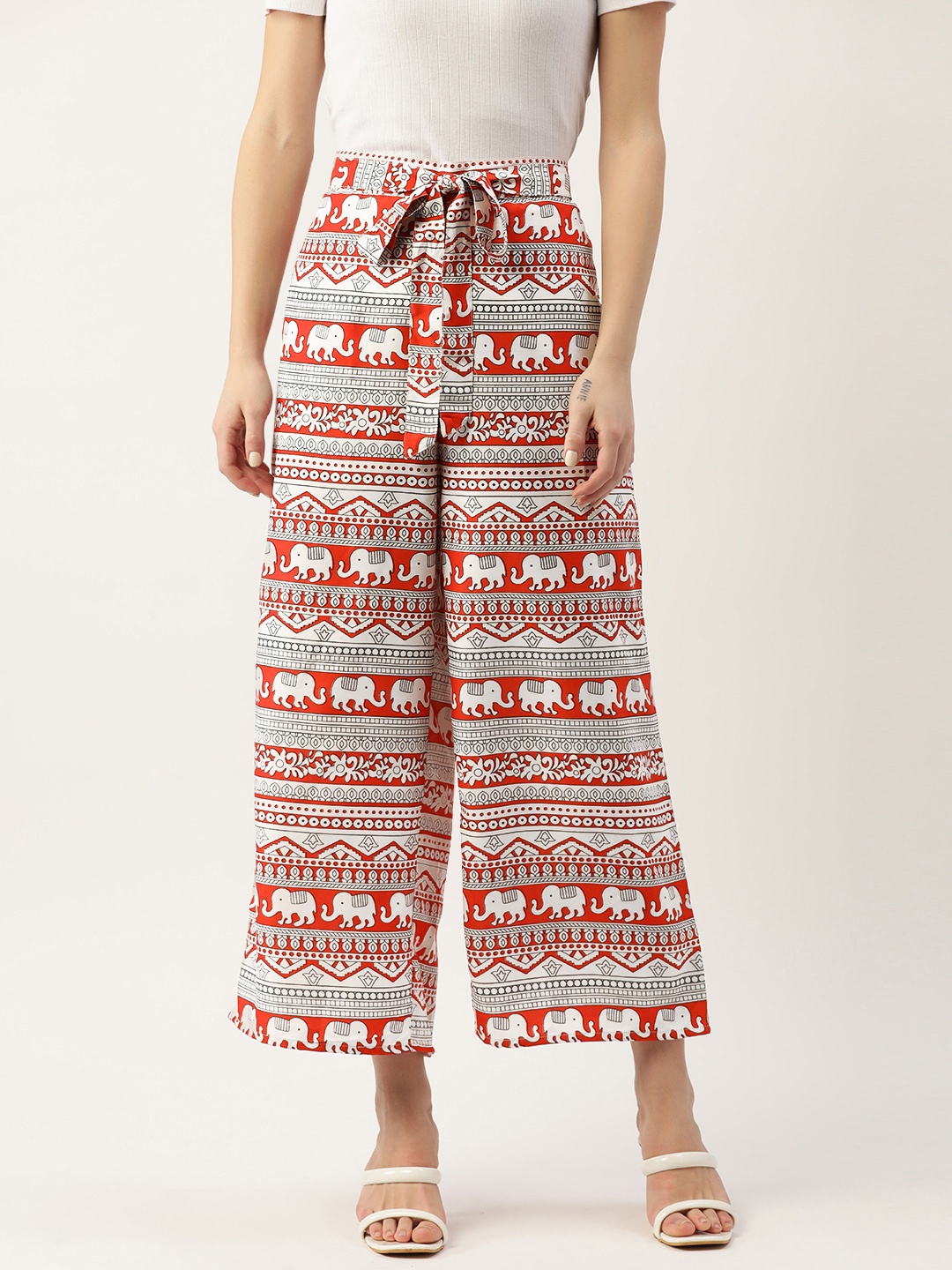 

ZIZO By Namrata Bajaj Women Printed Comfort Loose Fit Easy Wash Culottes, White