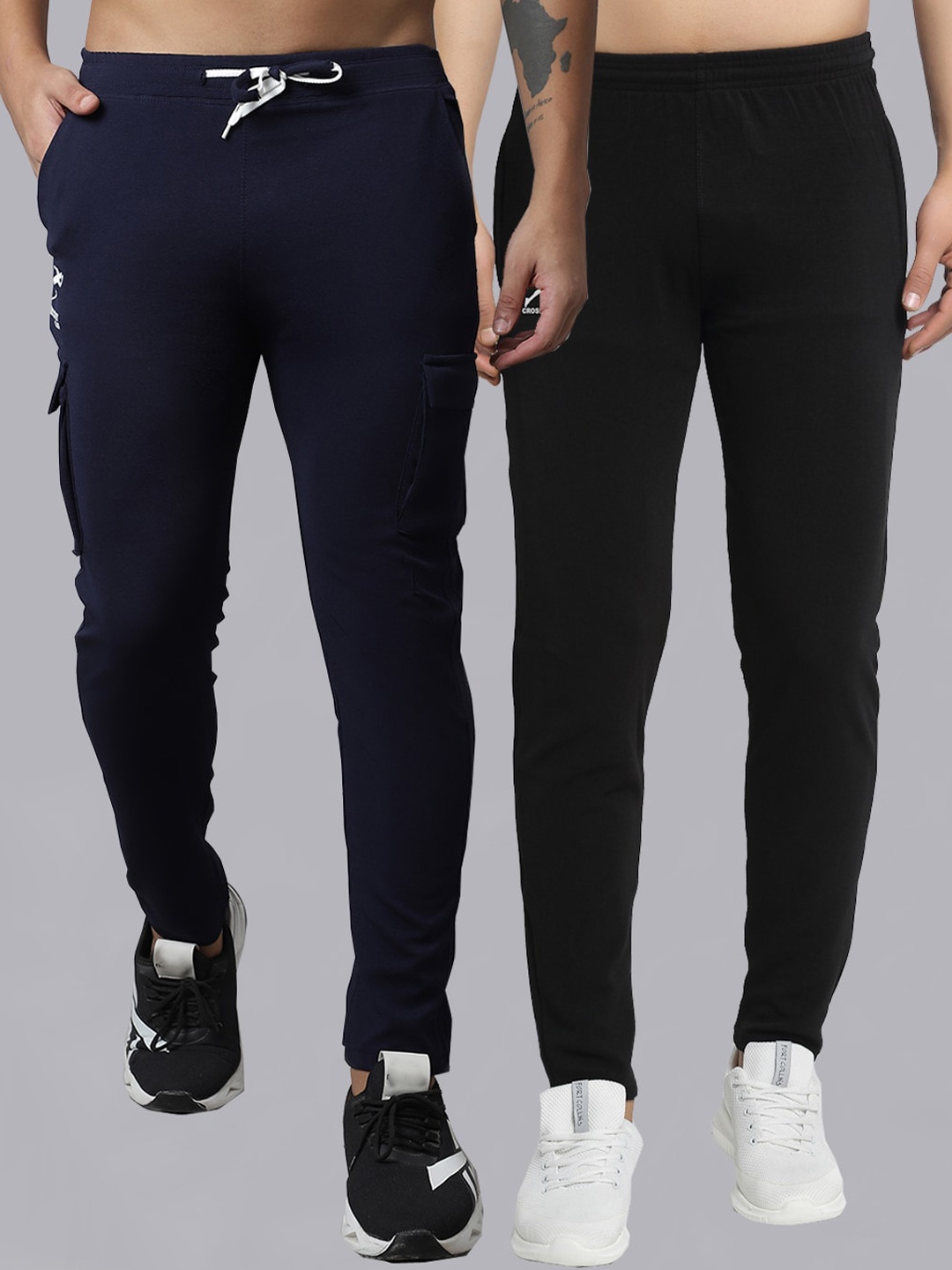 

GRACIT Men Pack Of 2 Regular Fit Track Pants, Navy blue