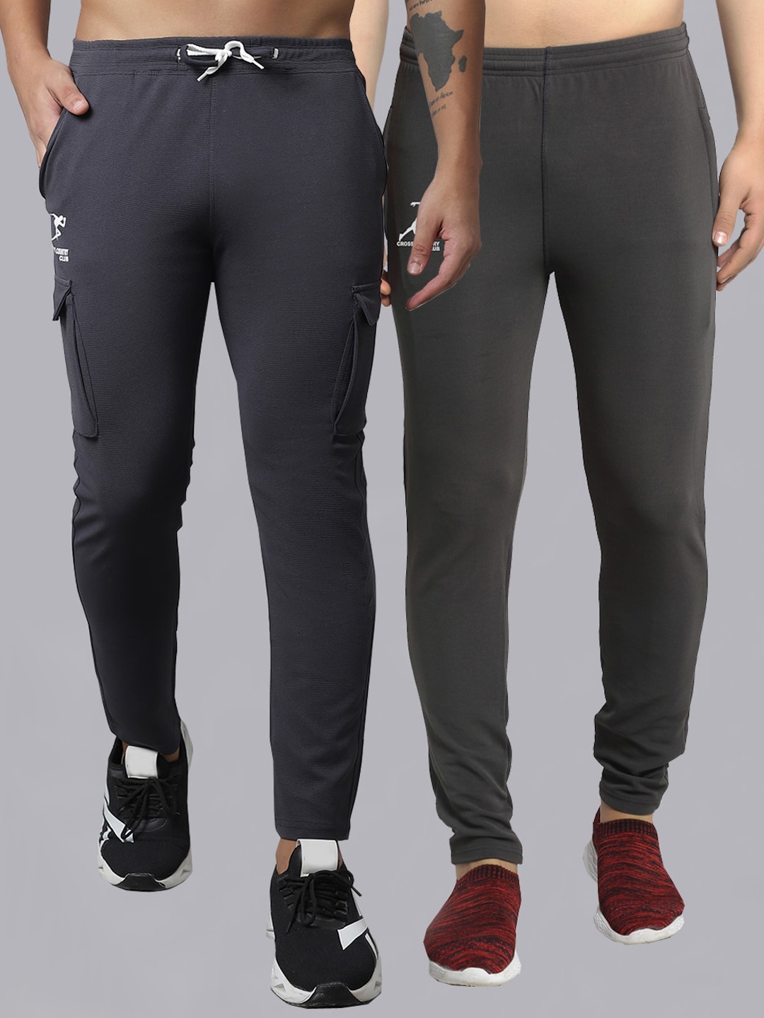 

GRACIT Men Pack Of 2 Regular Fit Track Pants, Grey