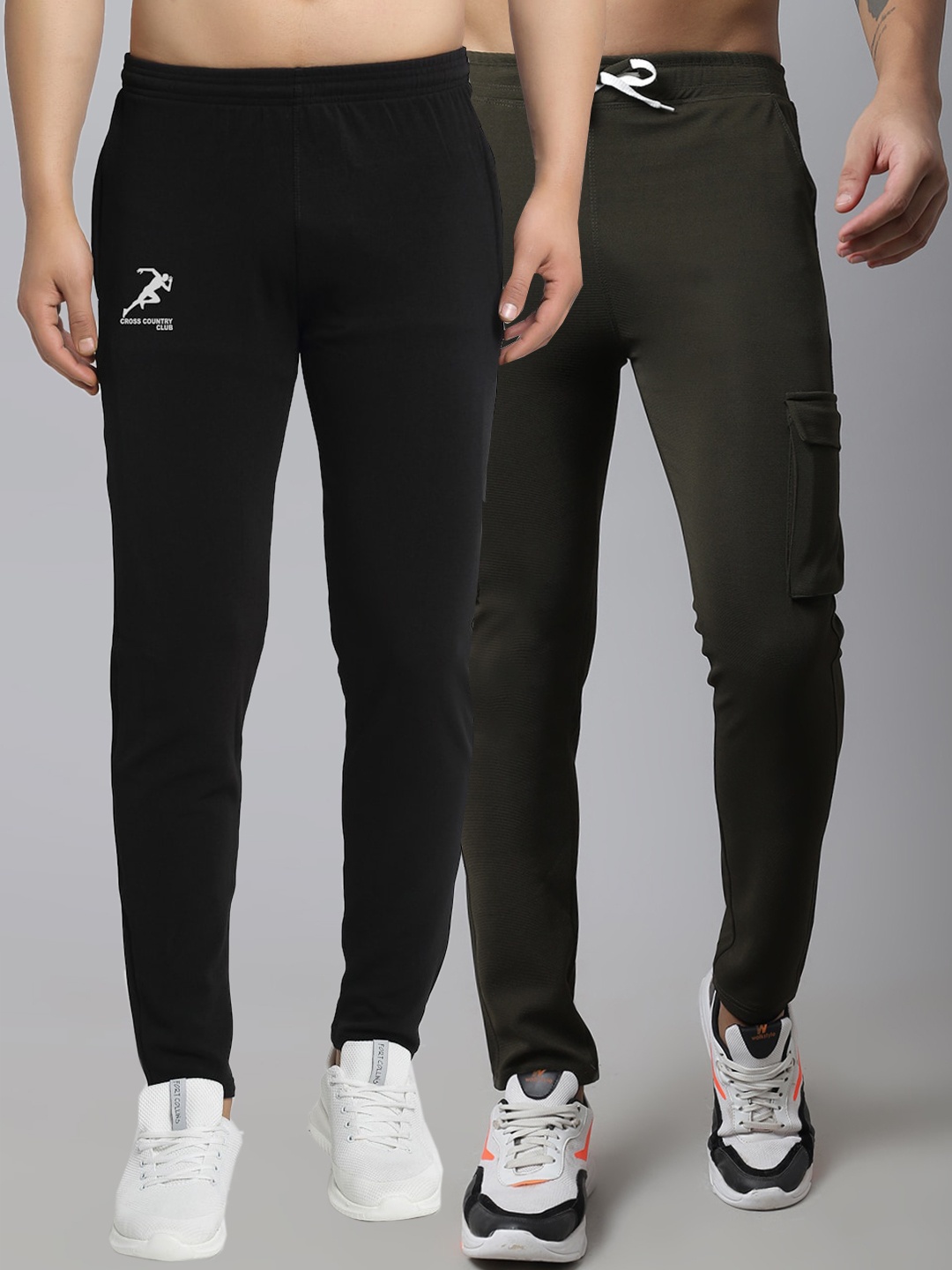 

GRACIT Men Pack Of 2 Regular Fit Track Pants, Olive