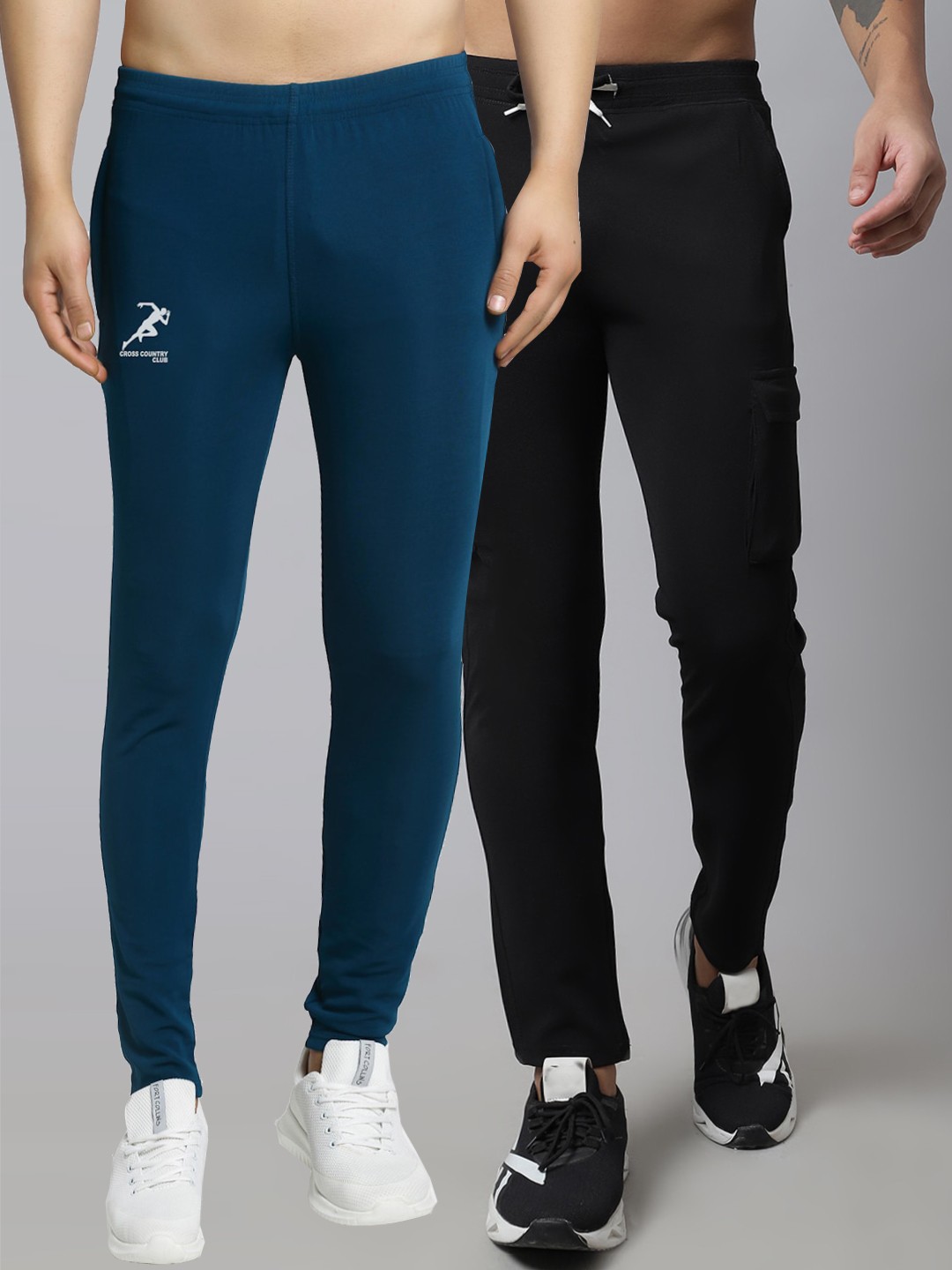

GRACIT Men Pack Of 2 Regular Fit Track Pants, Black