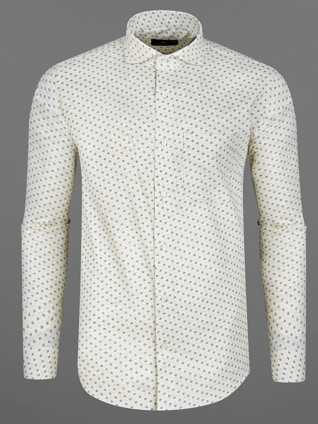 

FRENCH CROWN Men Cotton Standard Printed Casual Shirt, Off white