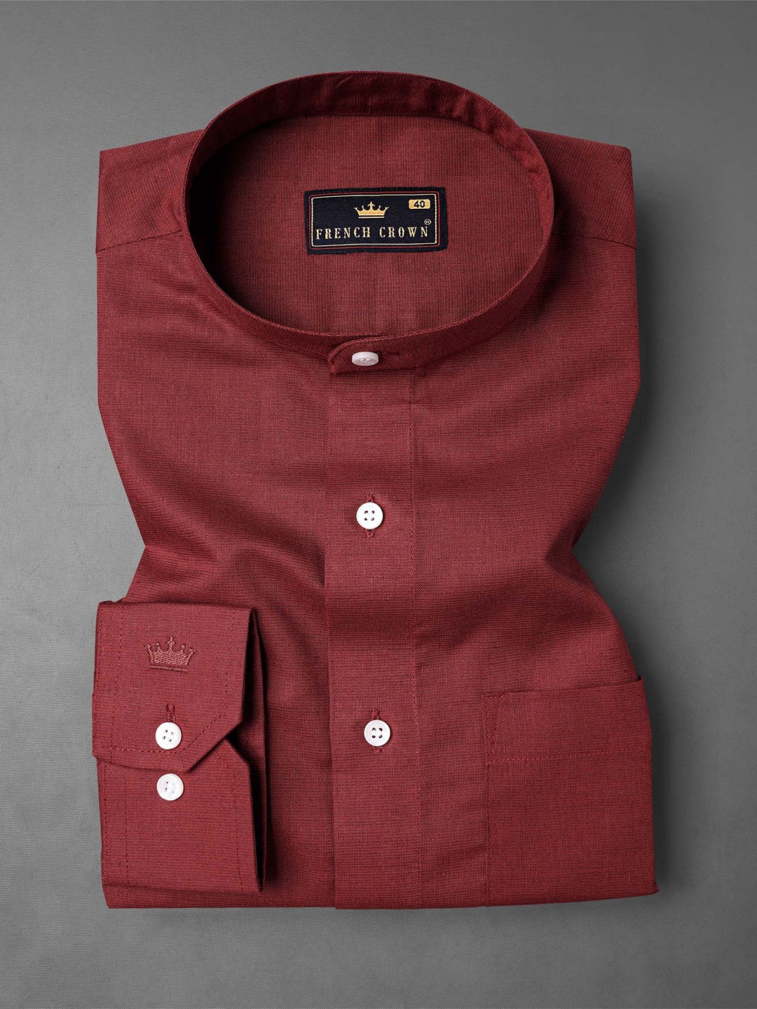 

FRENCH CROWN Men Linen Standard Formal Shirt, Maroon