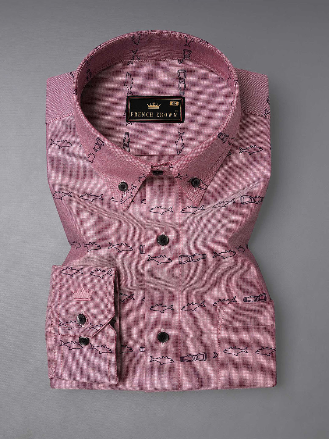 

FRENCH CROWN Men Cotton Standard Printed Casual Shirt, Pink