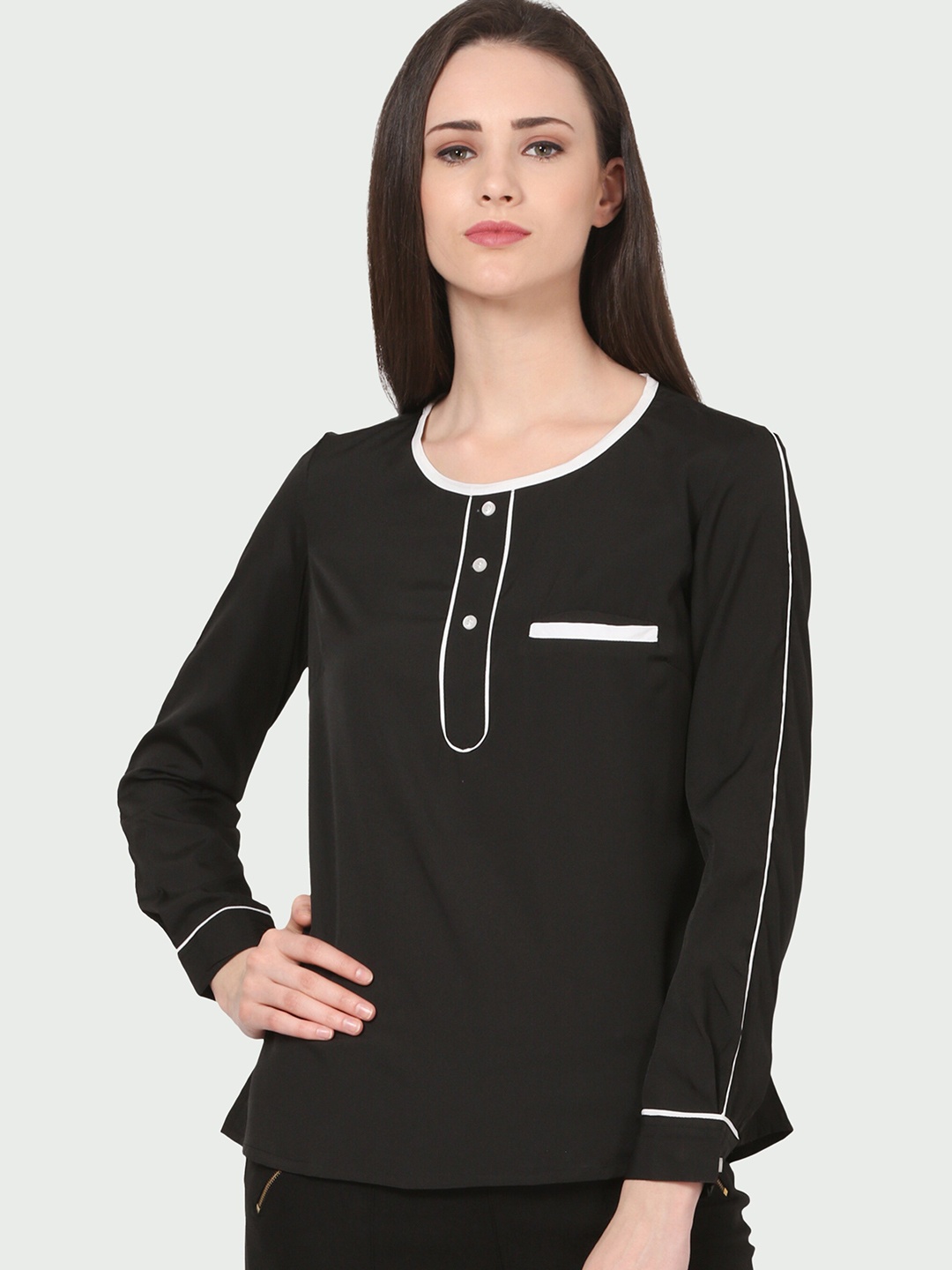 

shashvi Monochrome Crepe Top, Black
