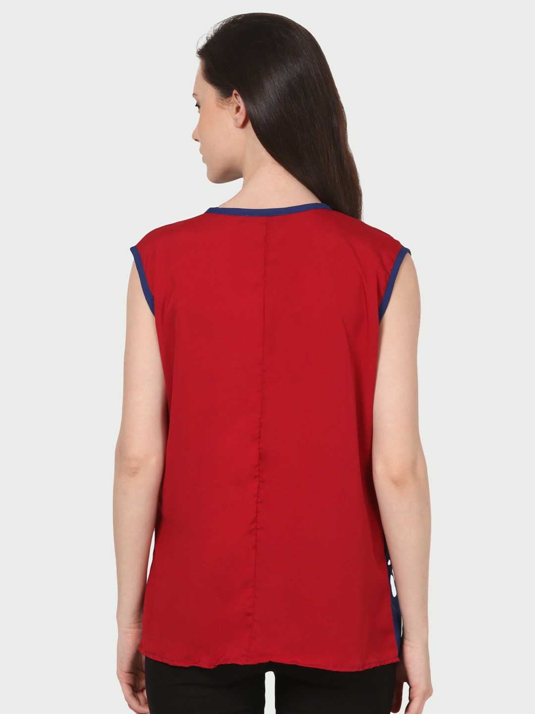 

shashvi Colourblocked Crepe Top, Blue