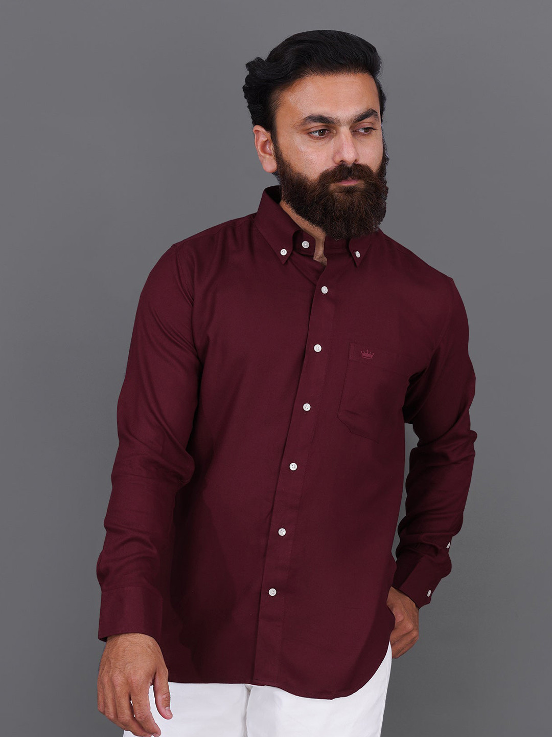 

FRENCH CROWN Men Standard Casual Shirt, Maroon
