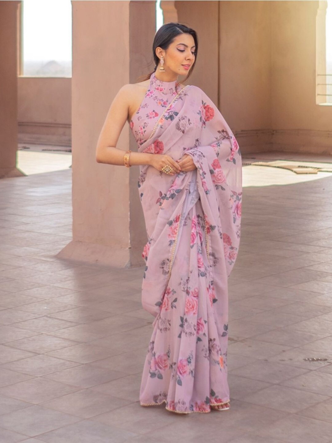 

Lavanya The Label Floral Saree, Pink