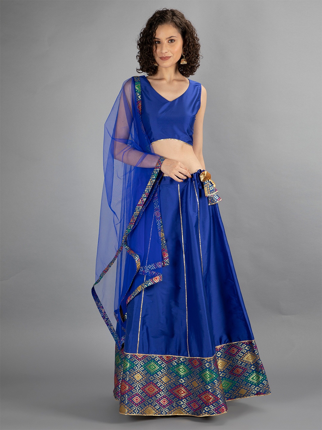 

NEUDIS Woven Design Ready to Wear Lehenga & Blouse With Dupatta, Blue