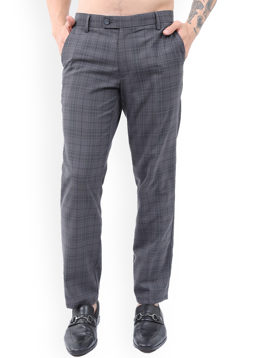 

HIGHLANDER Highlander Men Checked Smart Formal Trouser, Charcoal