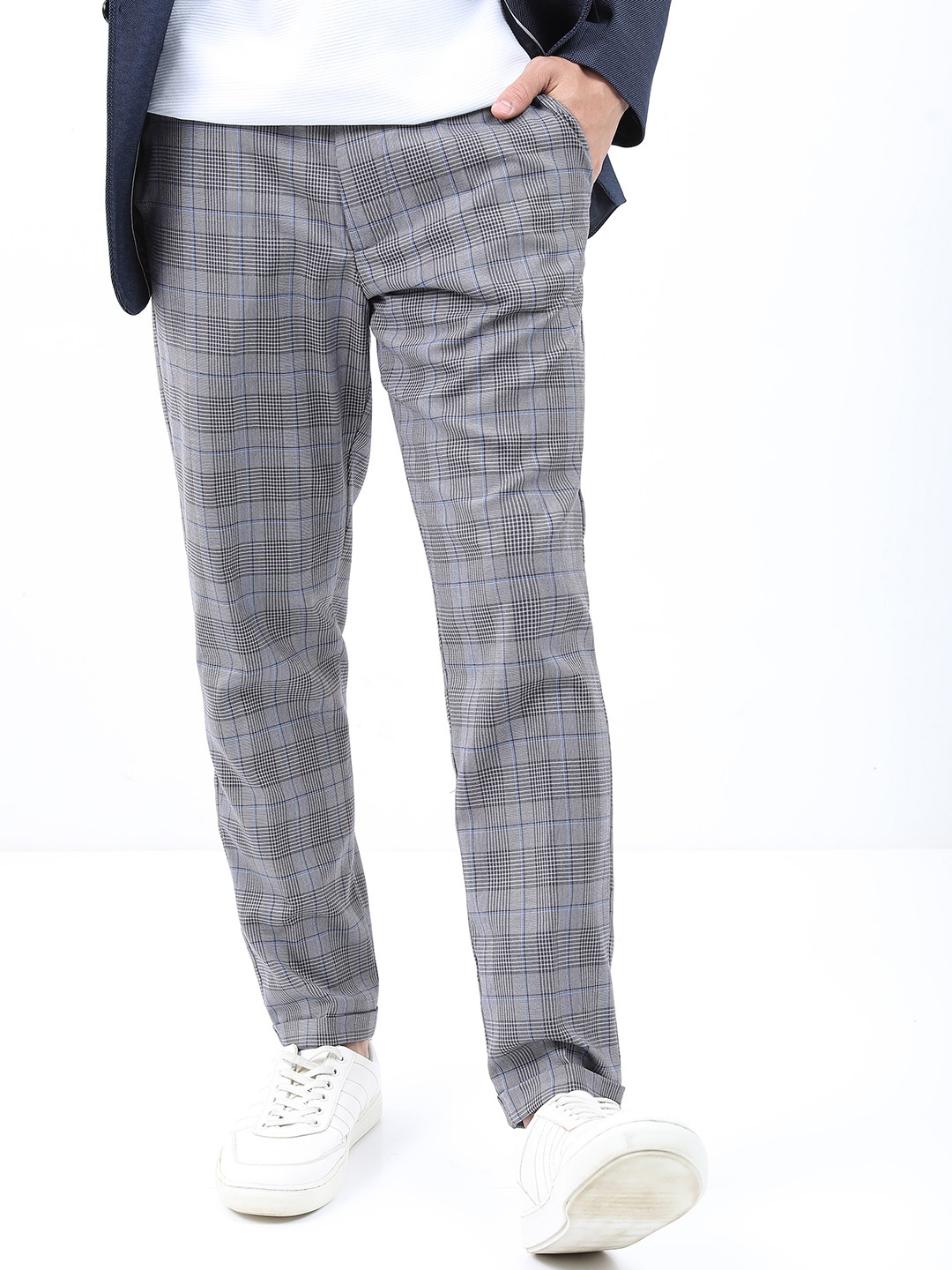 

Highlander Men Smart Formal Trousers with Elasticated Waist Band & Turn Up Hem, Grey