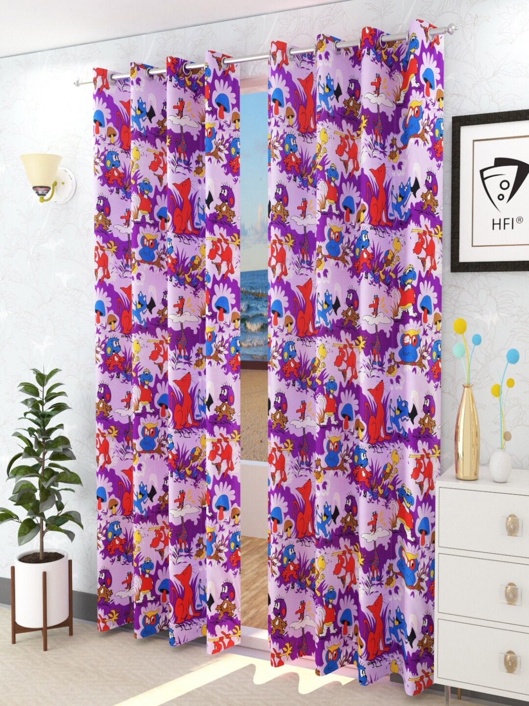 

Homefab India Purple & Red Set of 2 Door Curtains 7 Feet