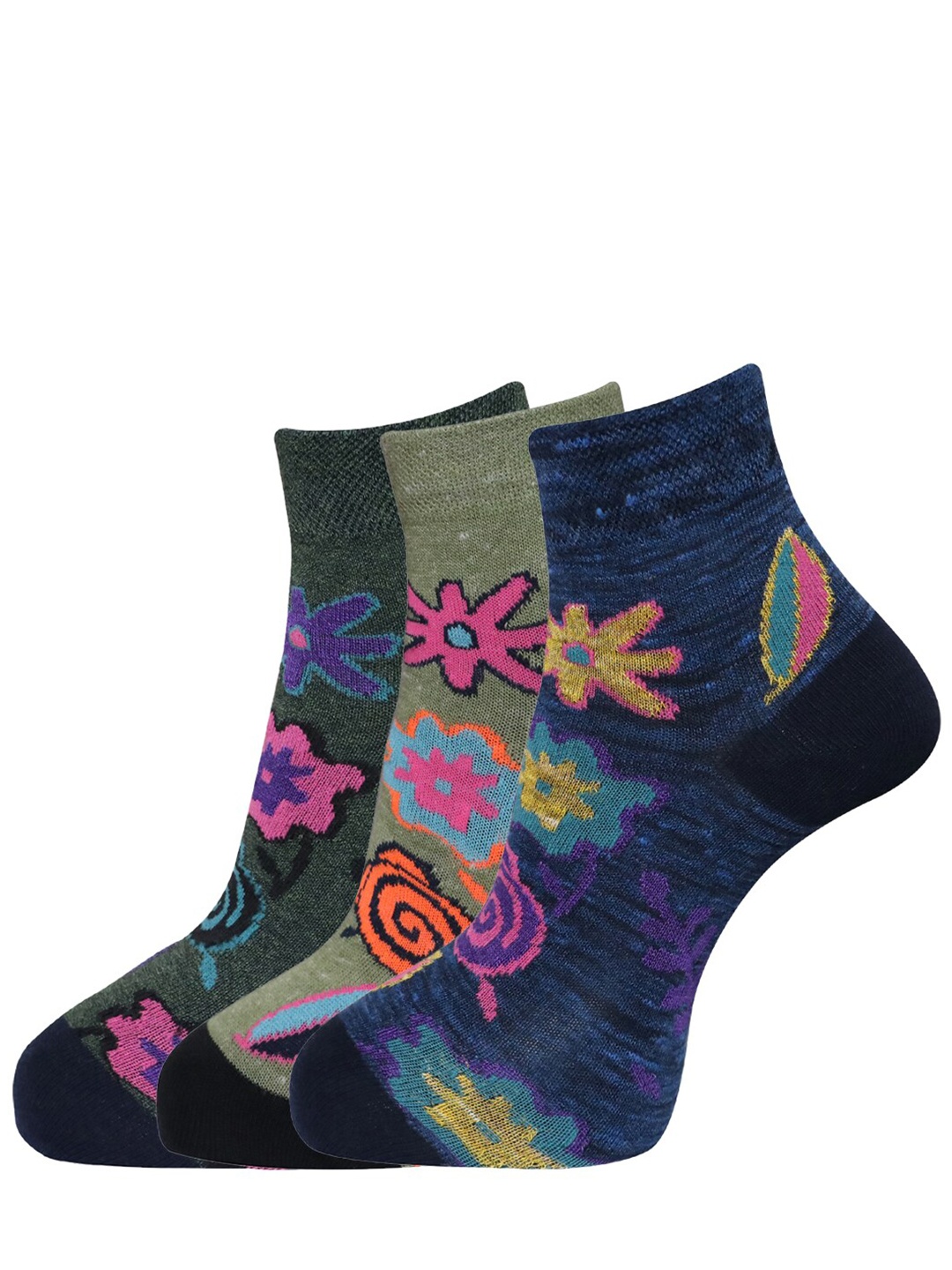 

Dollar Socks Women Pack Of 3 Cotton Ankle-Length Socks, Assorted