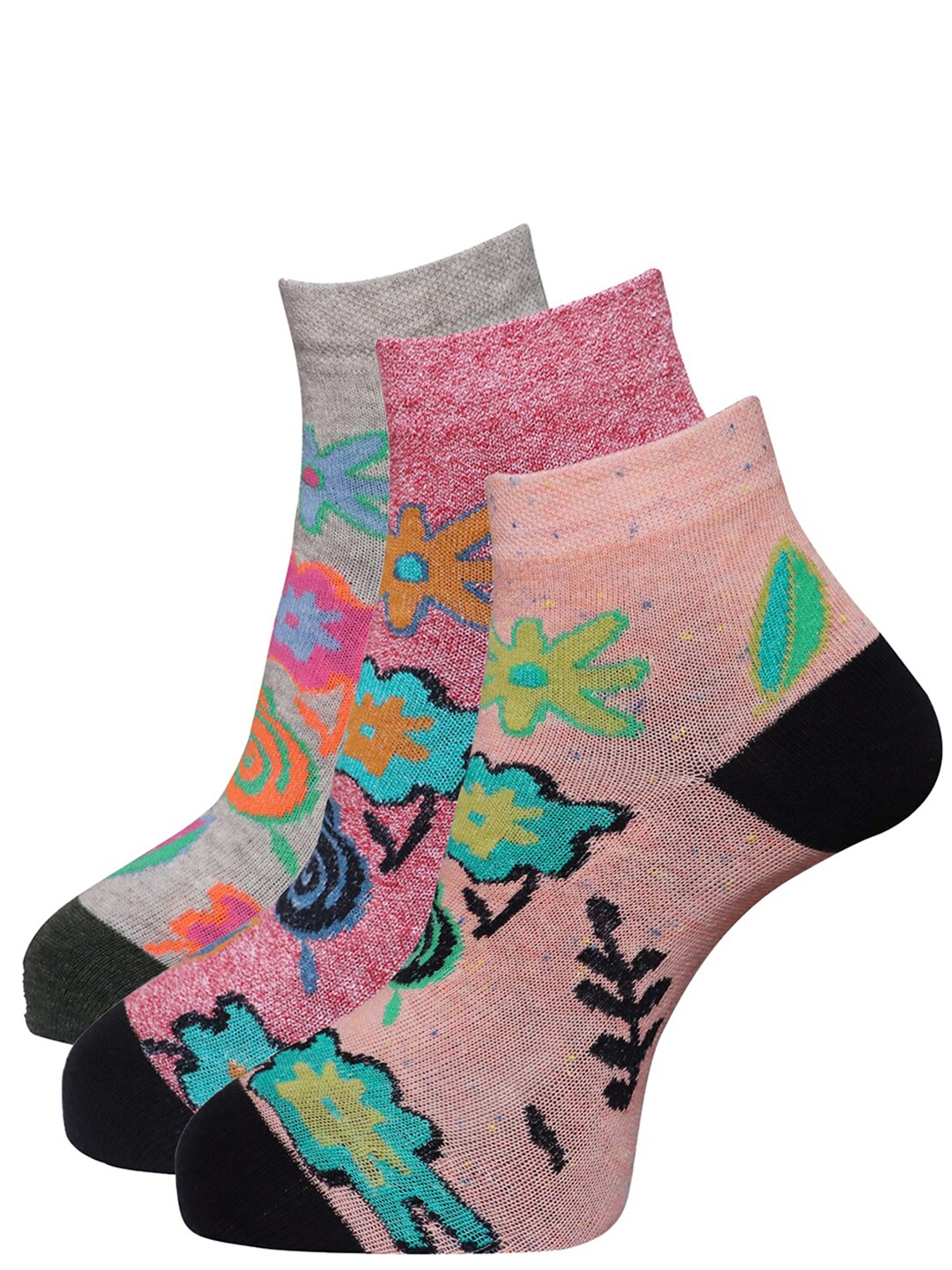 

Dollar Socks Women Pack Of 3 Assorted Cotton Ankle-Length Socks