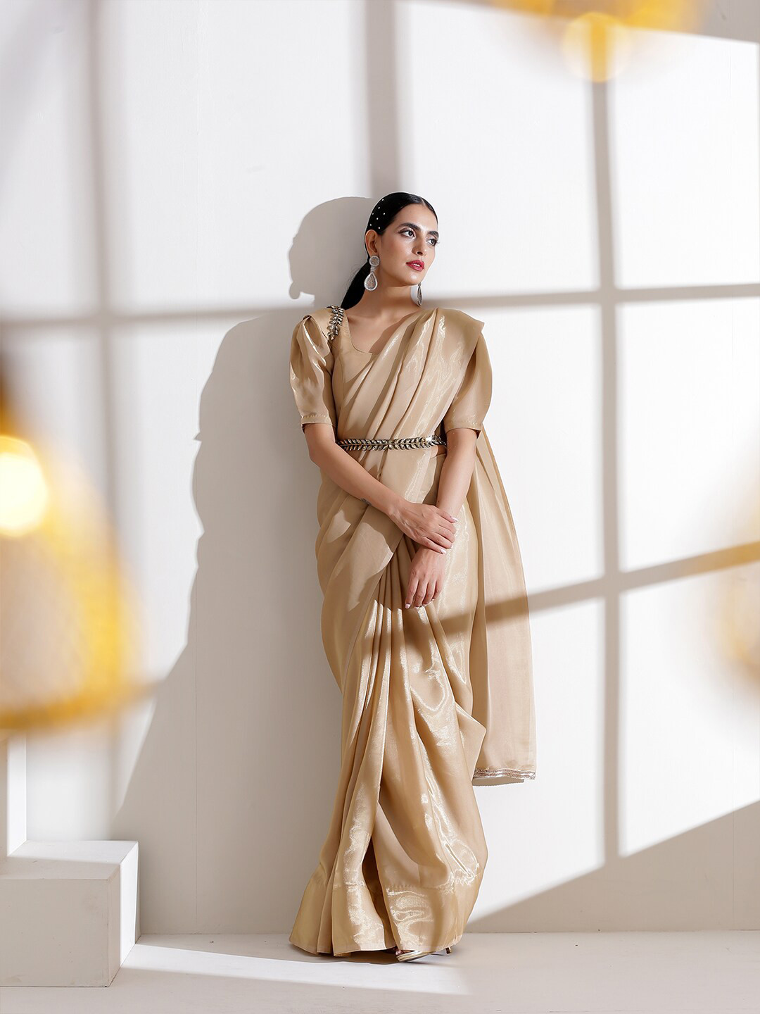 

Swtantra Satin Saree, Beige