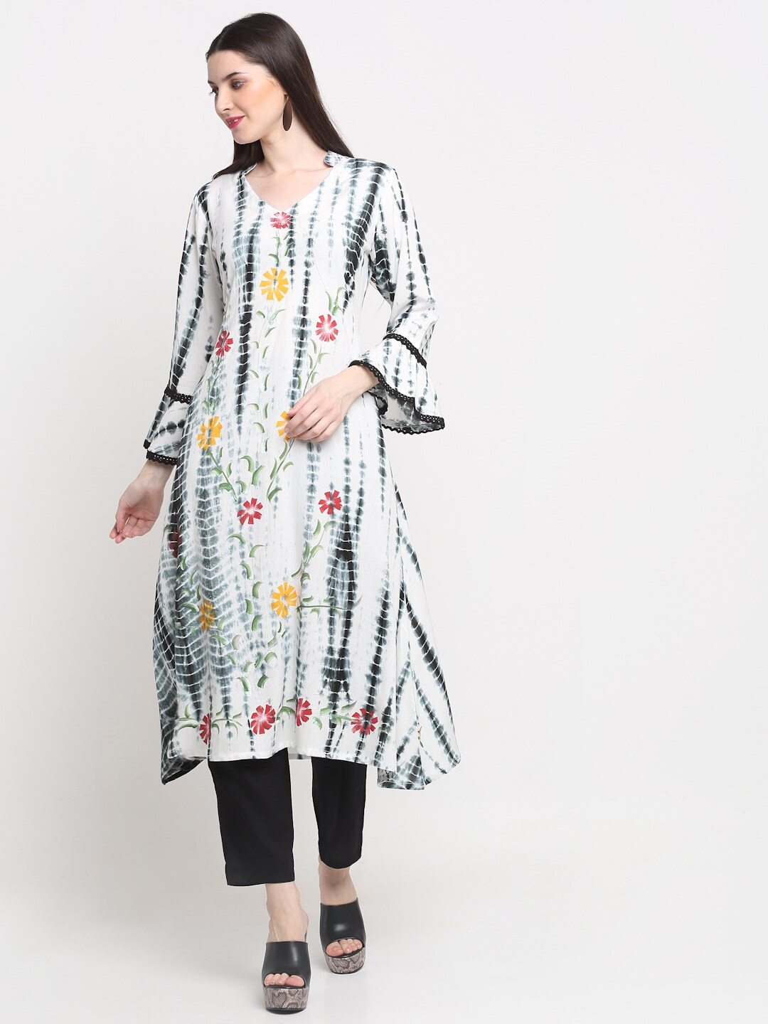 

KALINI Women White Floral Printed Kurta with Trousers & Dupatta