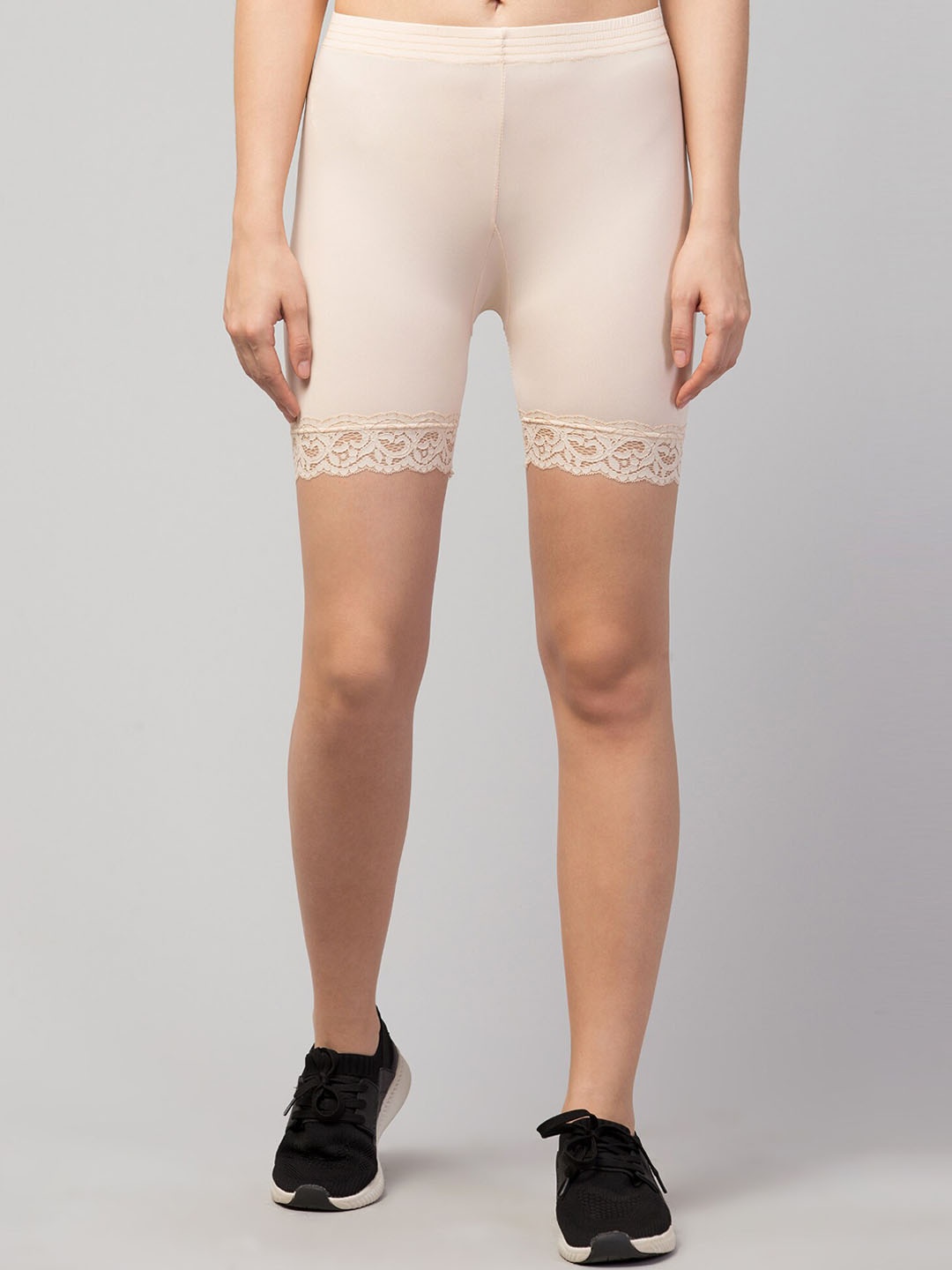

Apraa & Parma Women Skinny Fit Cycling Sports Shorts with e-Dry Technology, Beige