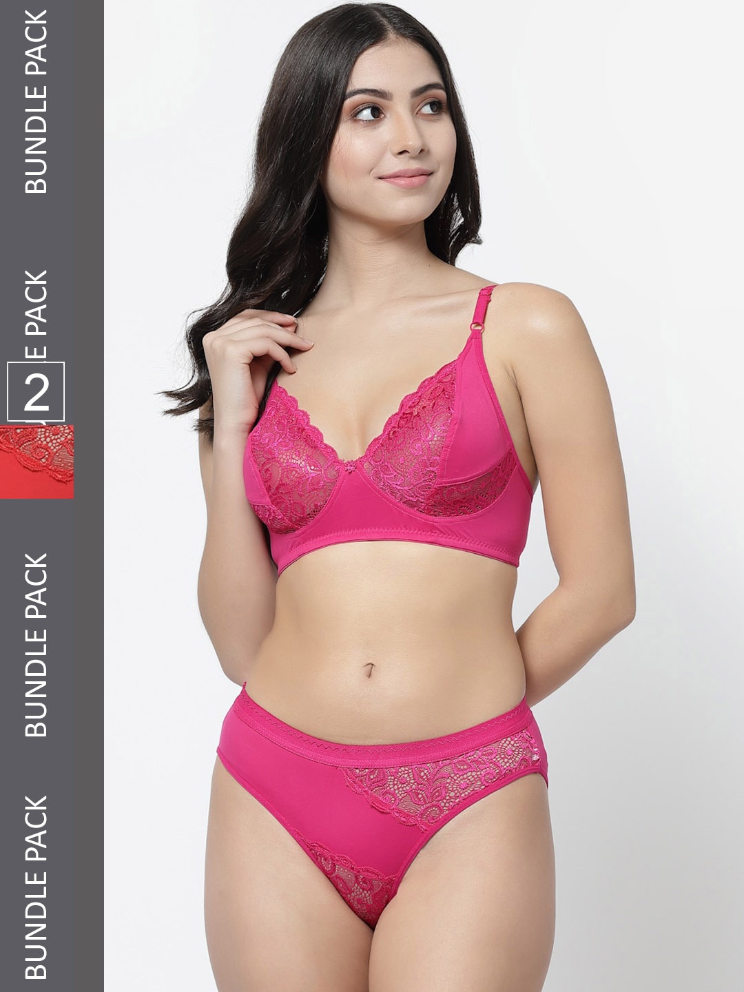 

Docare Pack Of 2 Self-Design Lingerie Set, Pink