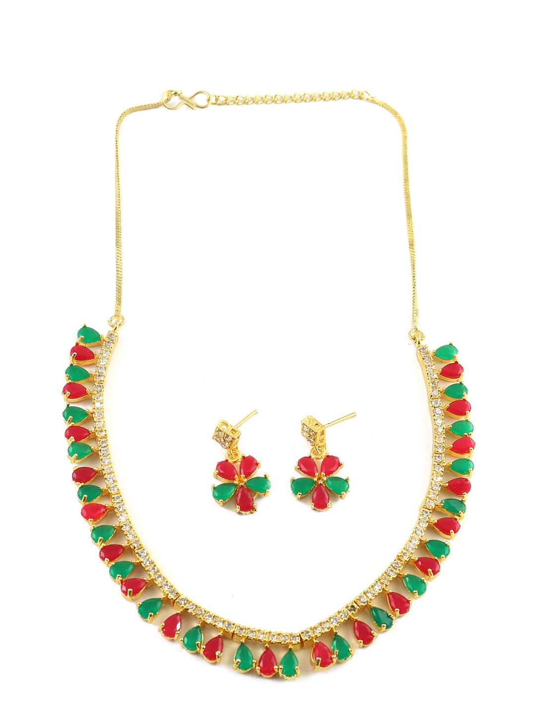 

Jewar Mandi AD Stone-Studded Jewellery Set, Gold