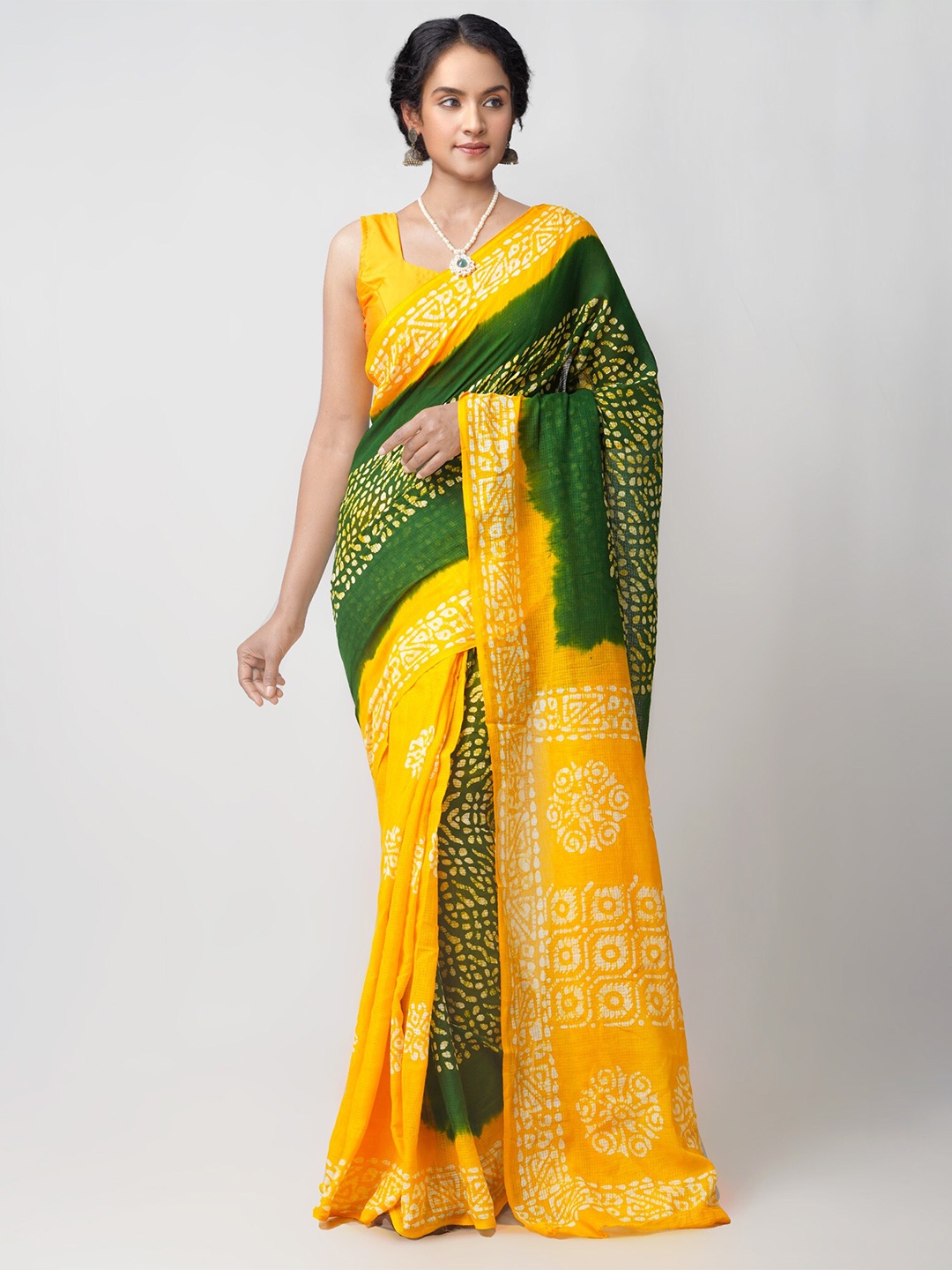 

Unnati Silks Batik Print Kota Saree, Green