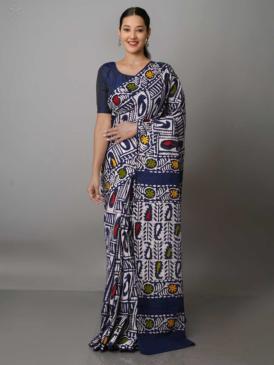 

Unnati Silks Floral Print Pure Cotton Kota Saree, White
