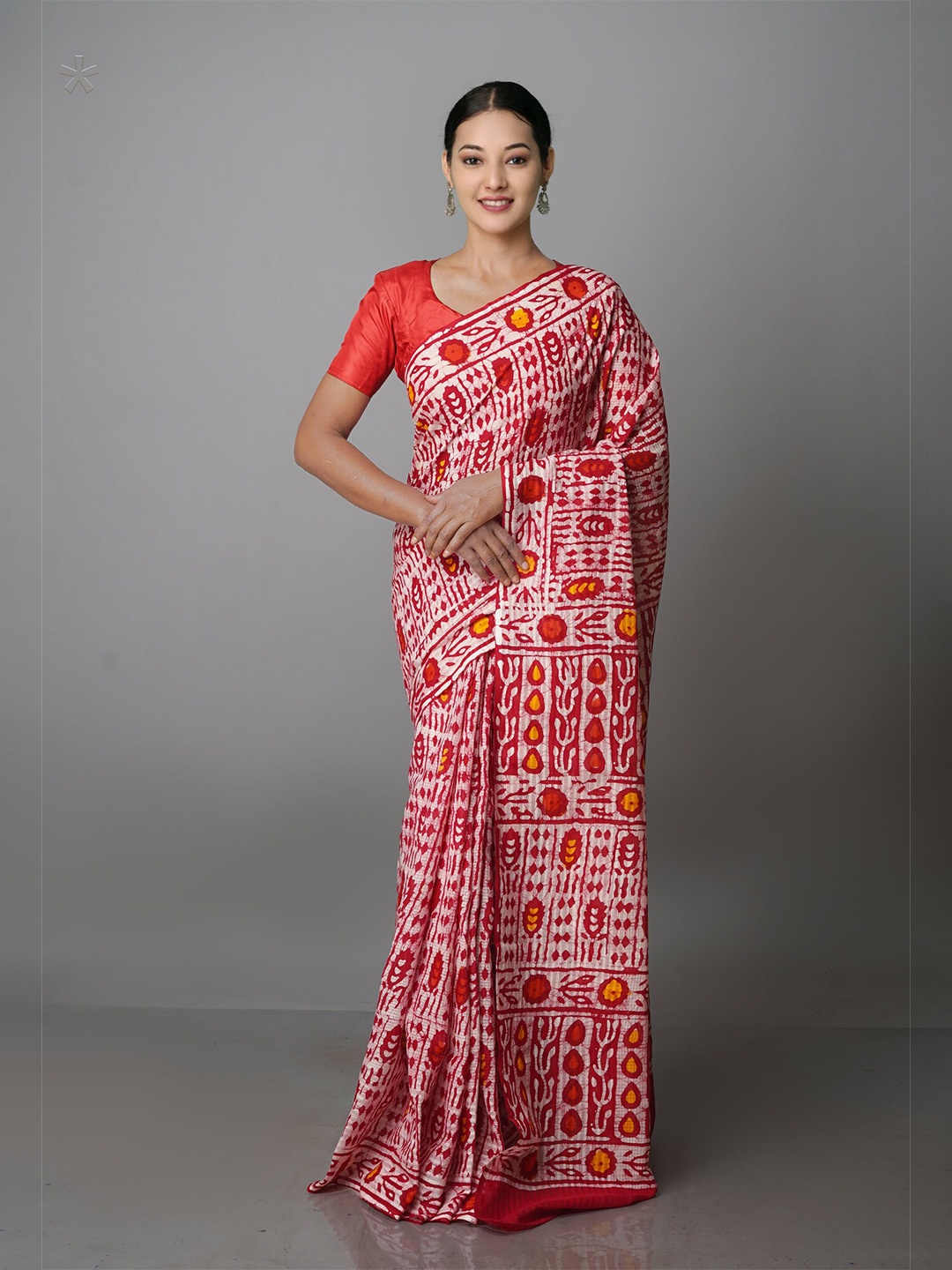 

Unnati Silks Batik Pure Cotton Kota Saree, White