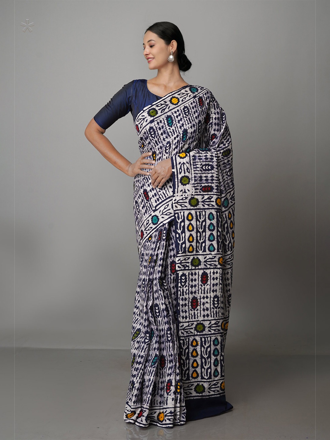 

Unnati Silks Batik Pure Cotton Kota Saree, White