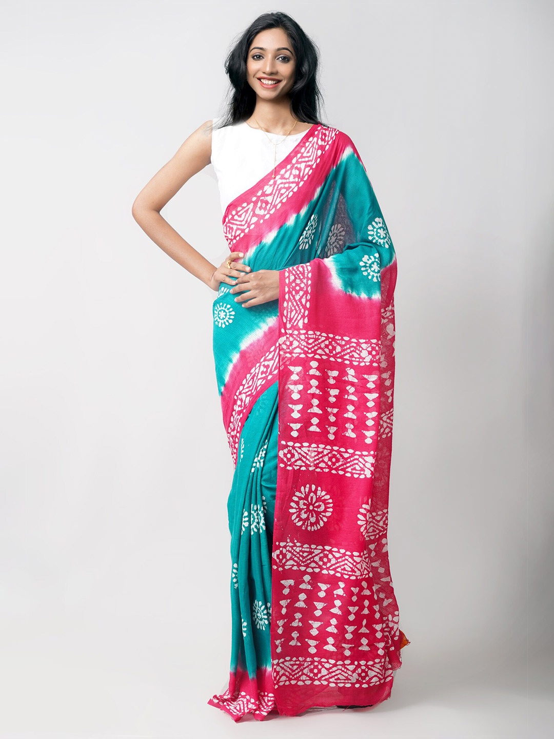 

Unnati Silks Batik Pure Cotton Kota Saree, Green