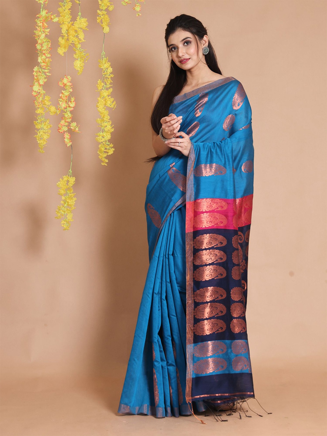 

Charukriti Ethnic Motifs Zari Saree, Blue