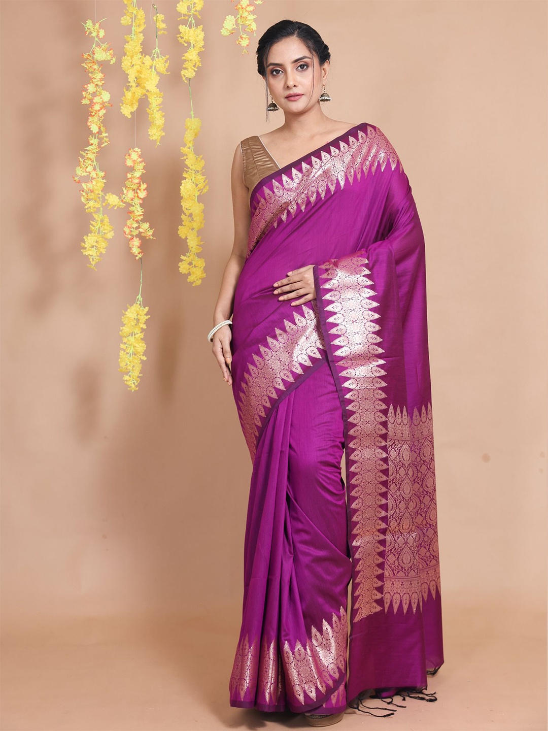

Charukriti Zari Pure Silk Saree, Purple