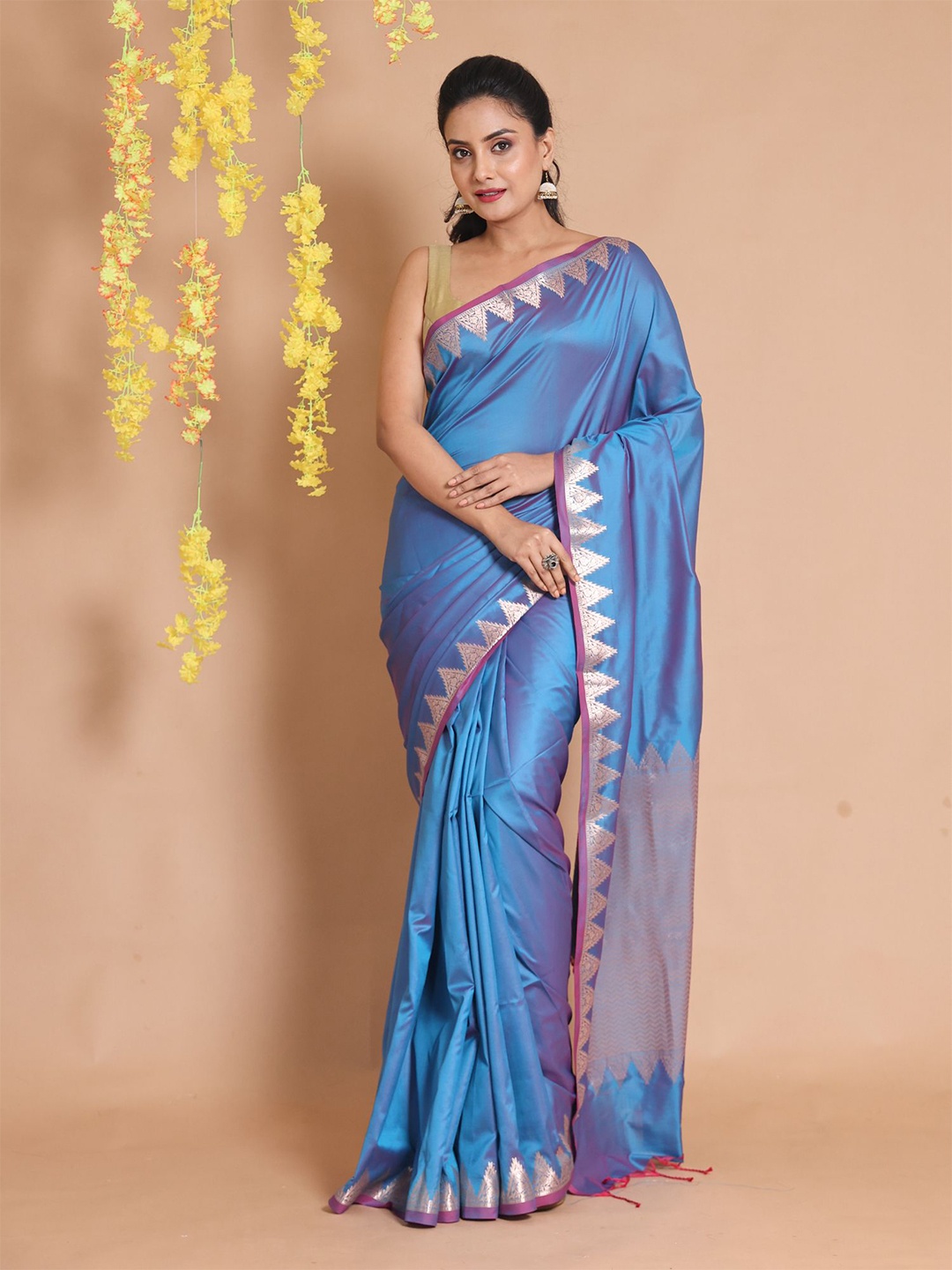 

Charukriti Zari Pure Silk Saree, Blue