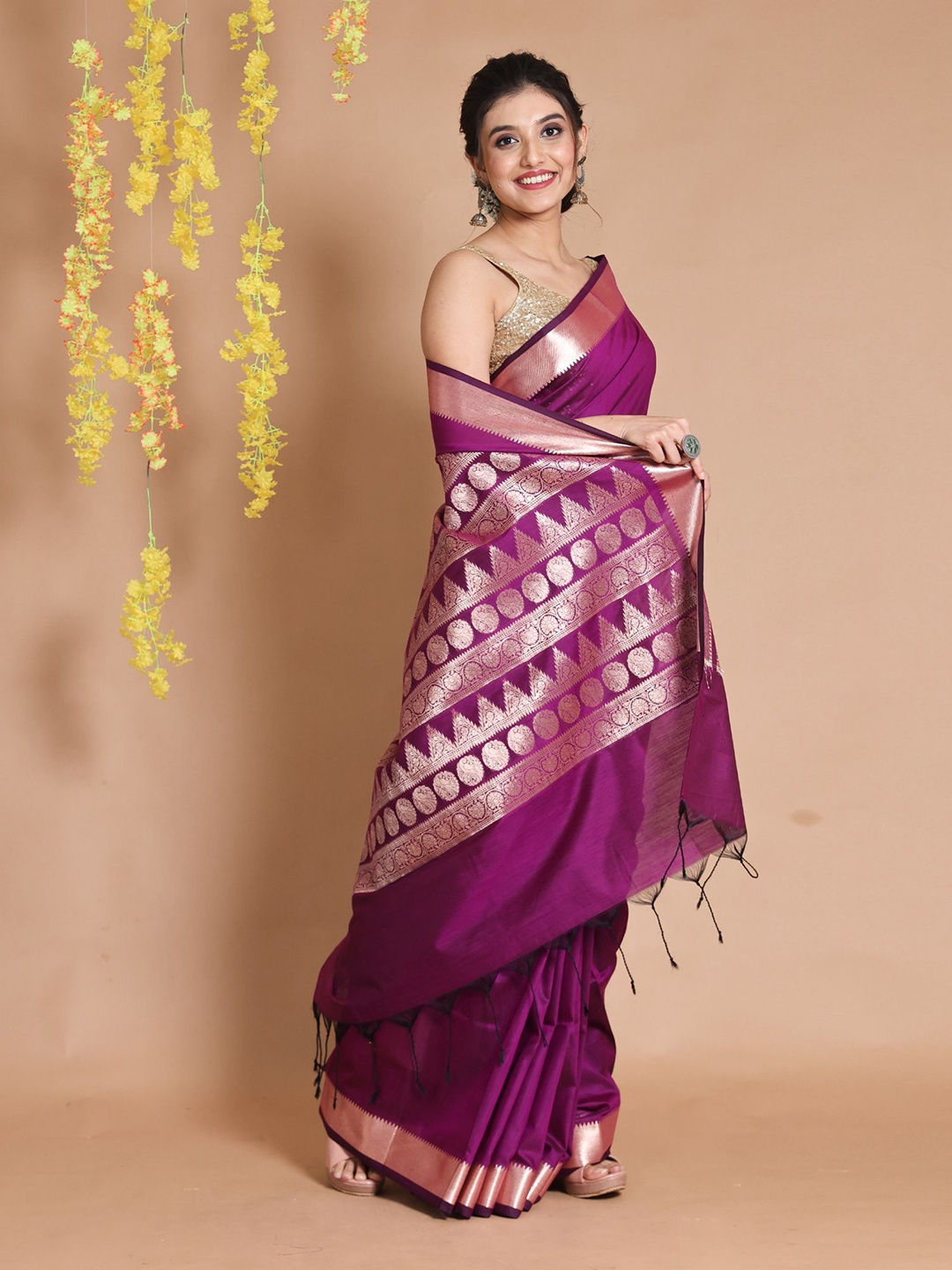 

Charukriti Zari Pure Silk Saree, Purple