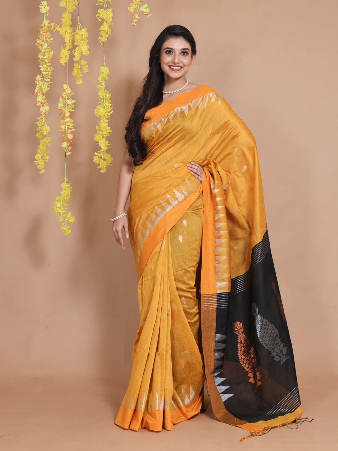 

Charukriti Woven Design Zari Saree, Mustard
