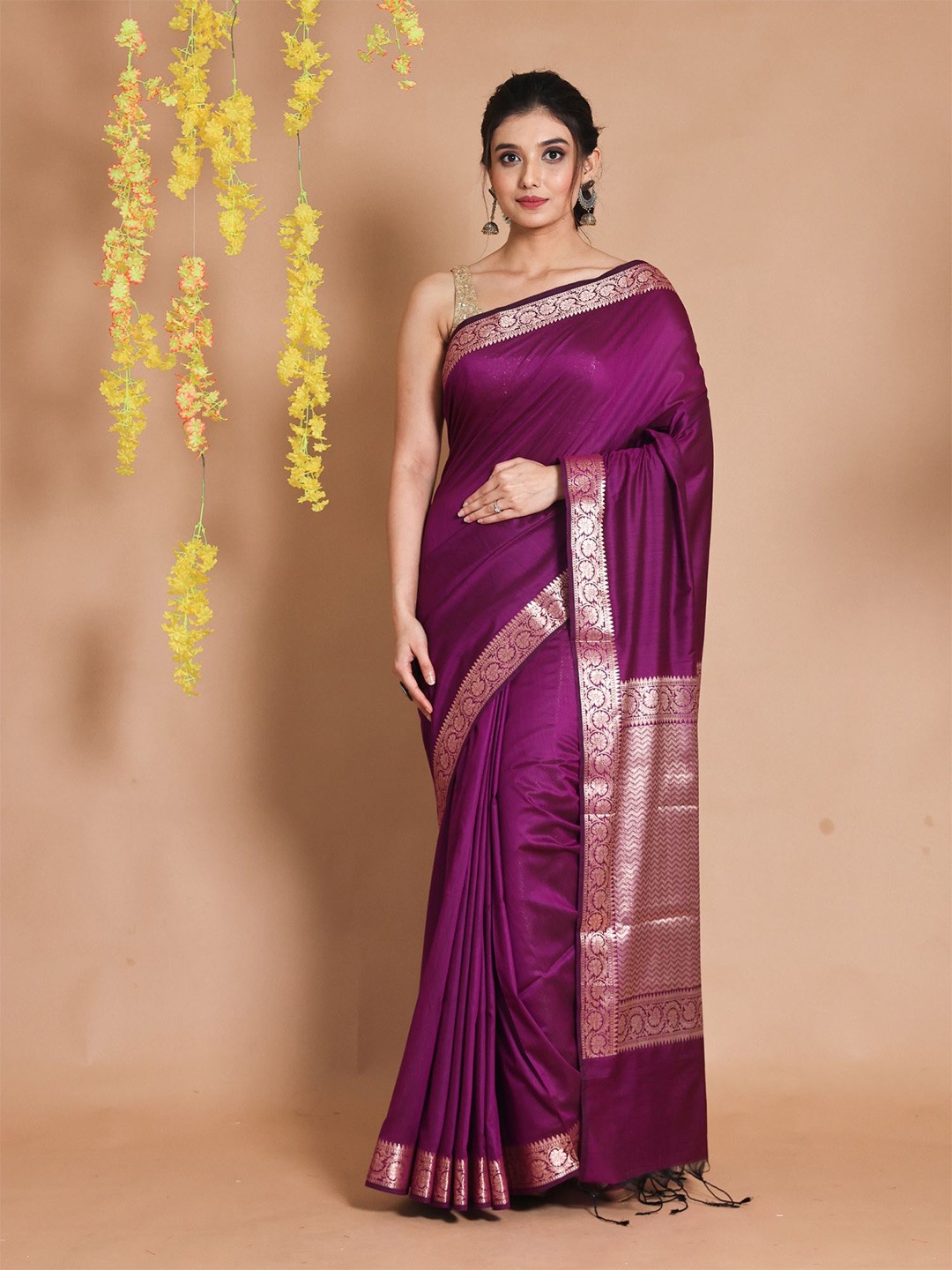 

Charukriti Zari Pure Silk Saree, Purple